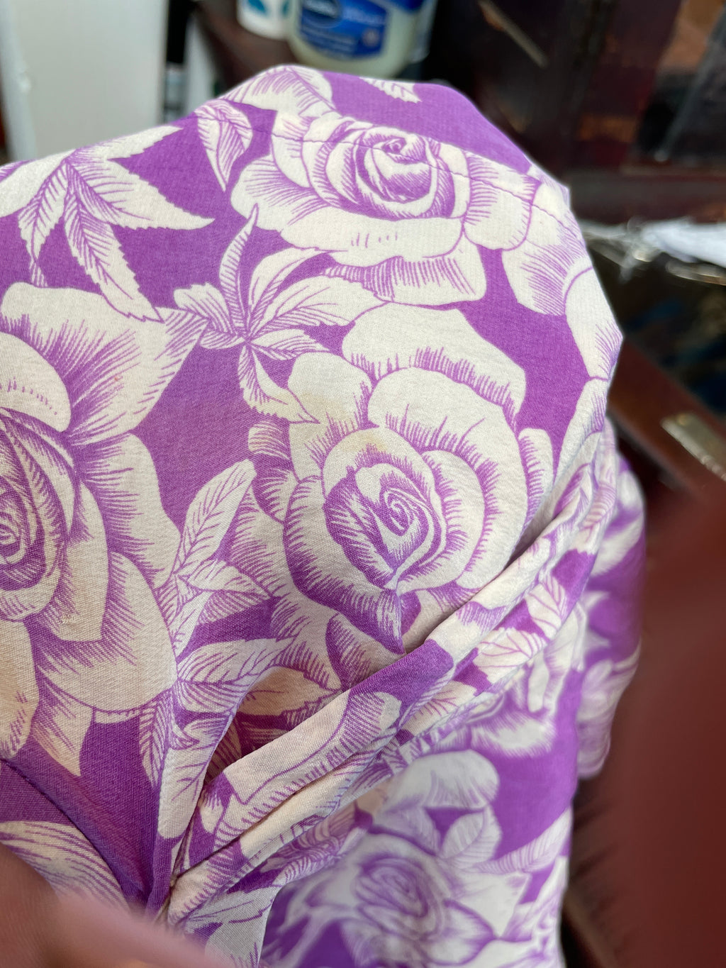 Ungaro Vintage Purple & Cream Floral Two-Piece Set — Jacket & Top