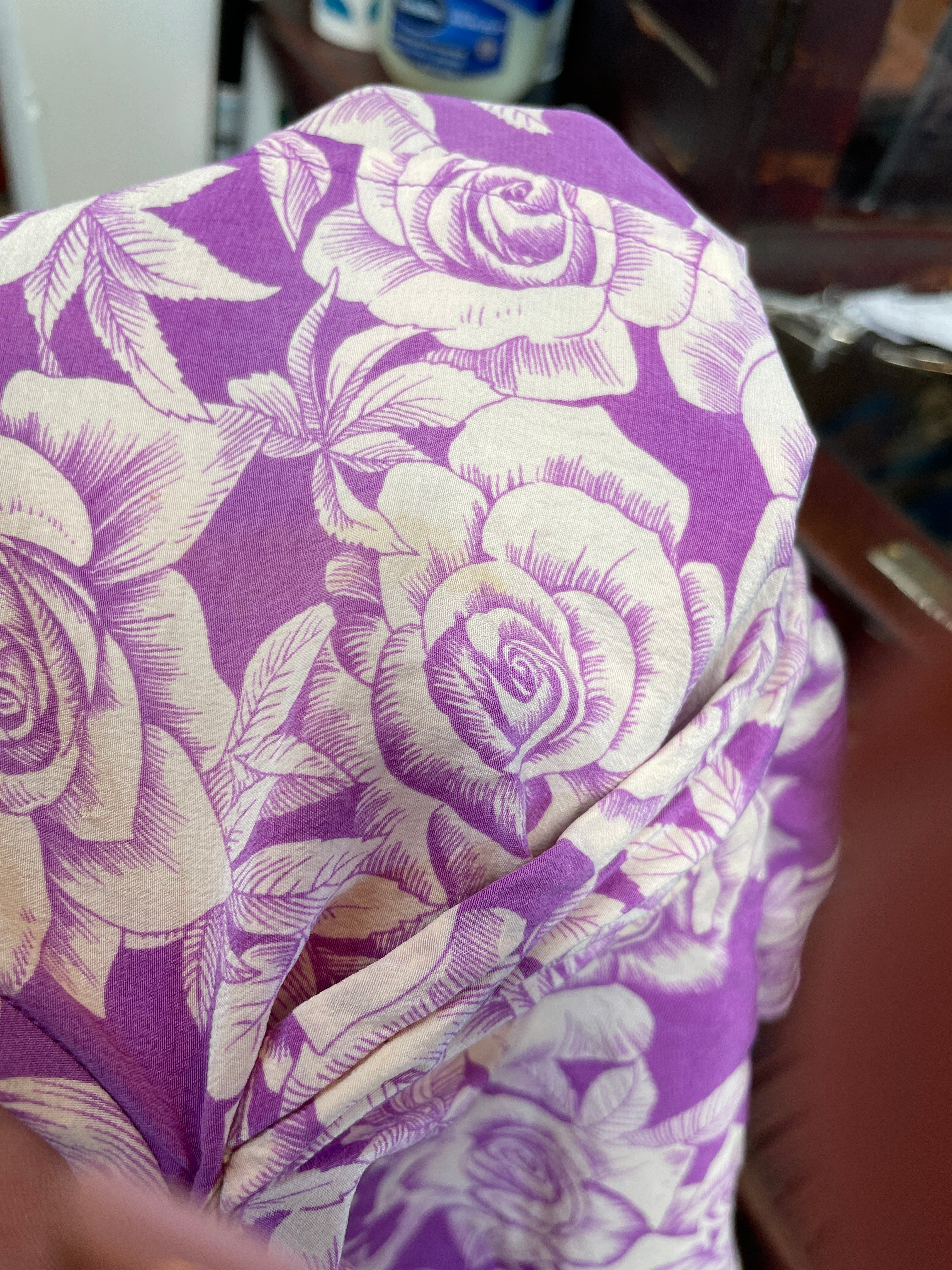 Ungaro Vintage Purple & Cream Floral Two-Piece Set — Jacket & Top