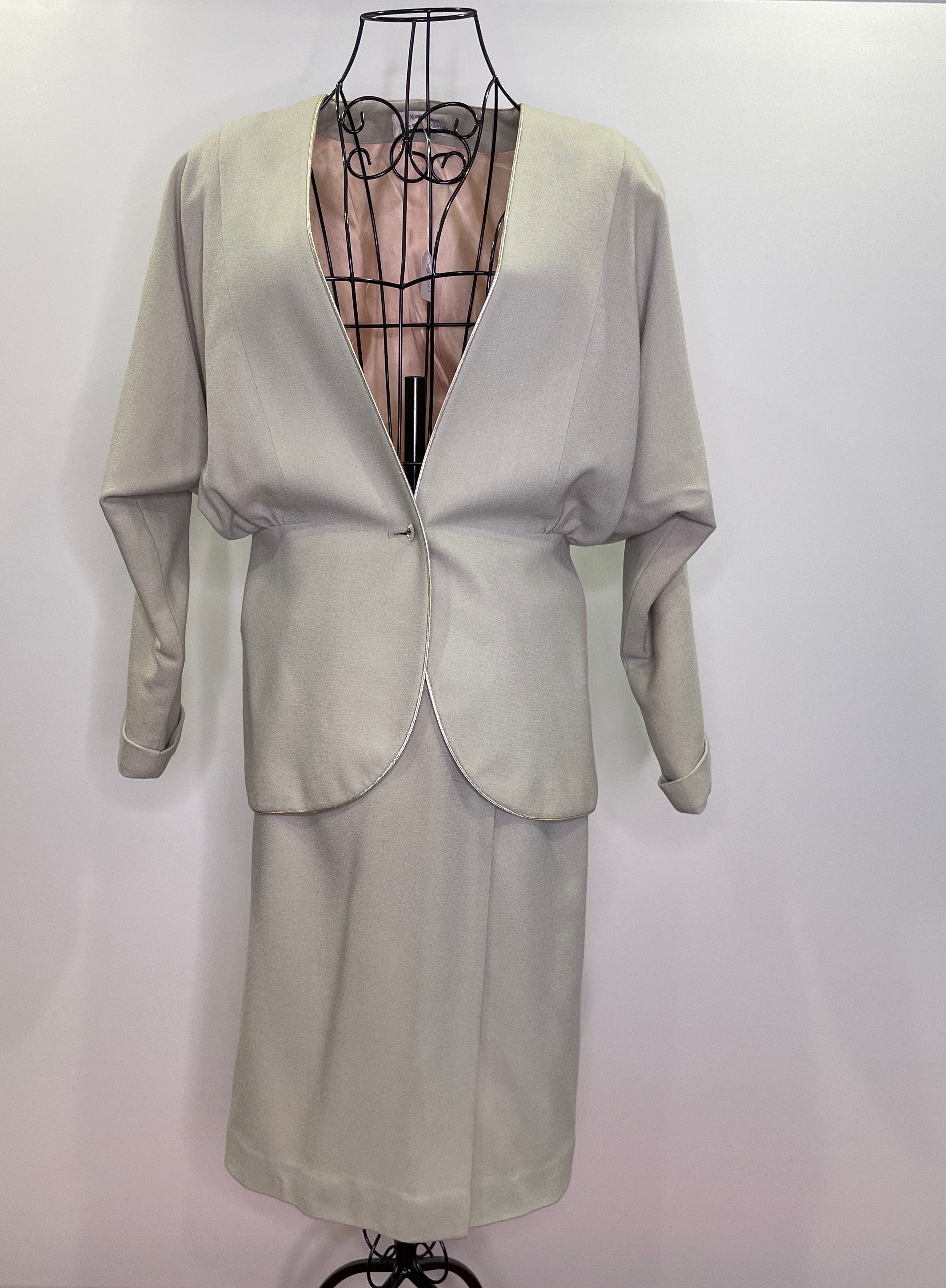1980s Nora Miller Dynasty Collection Two-Piece Rhinestone Suit