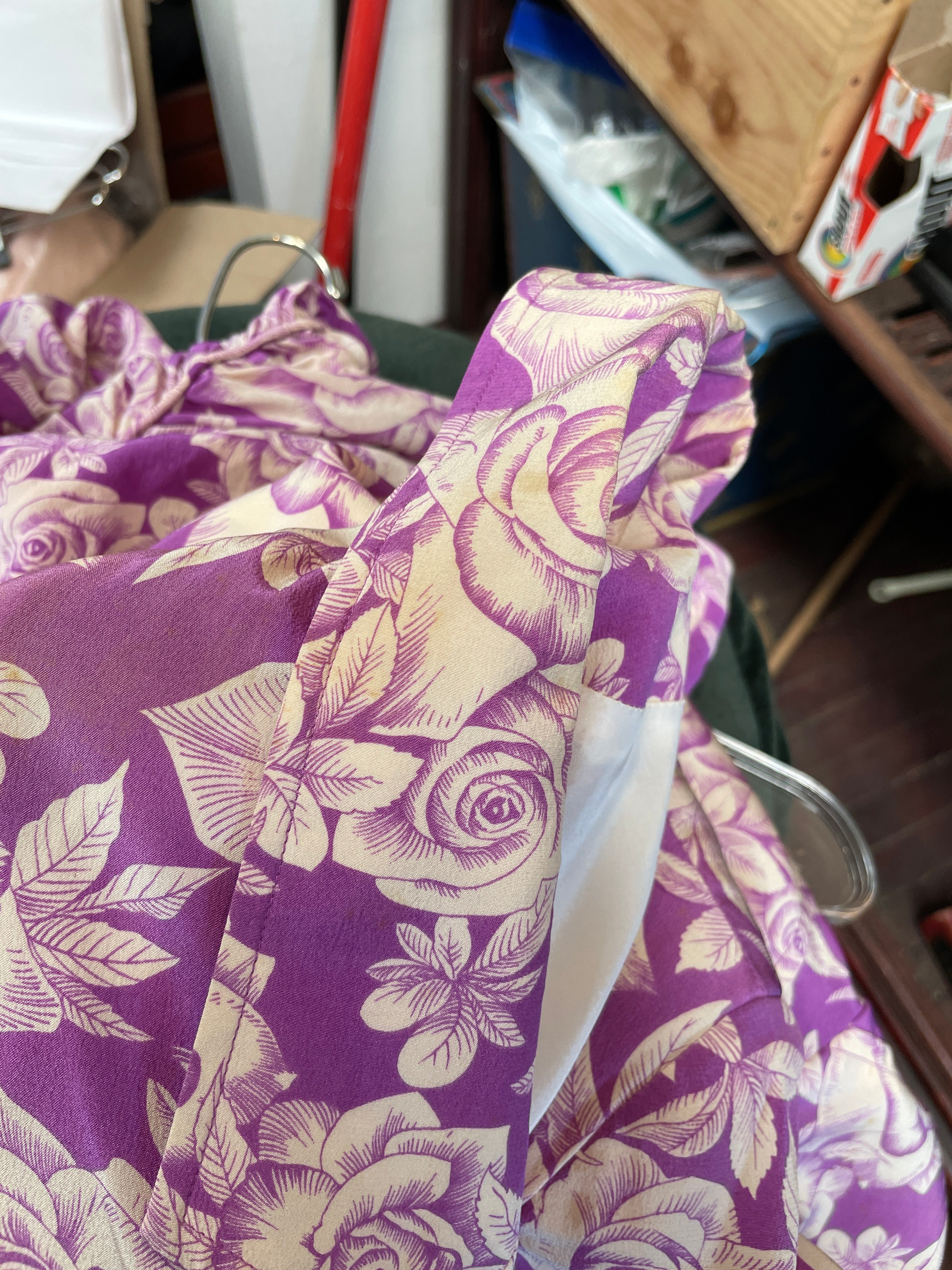 Ungaro Vintage Purple & Cream Floral Two-Piece Set — Jacket & Top