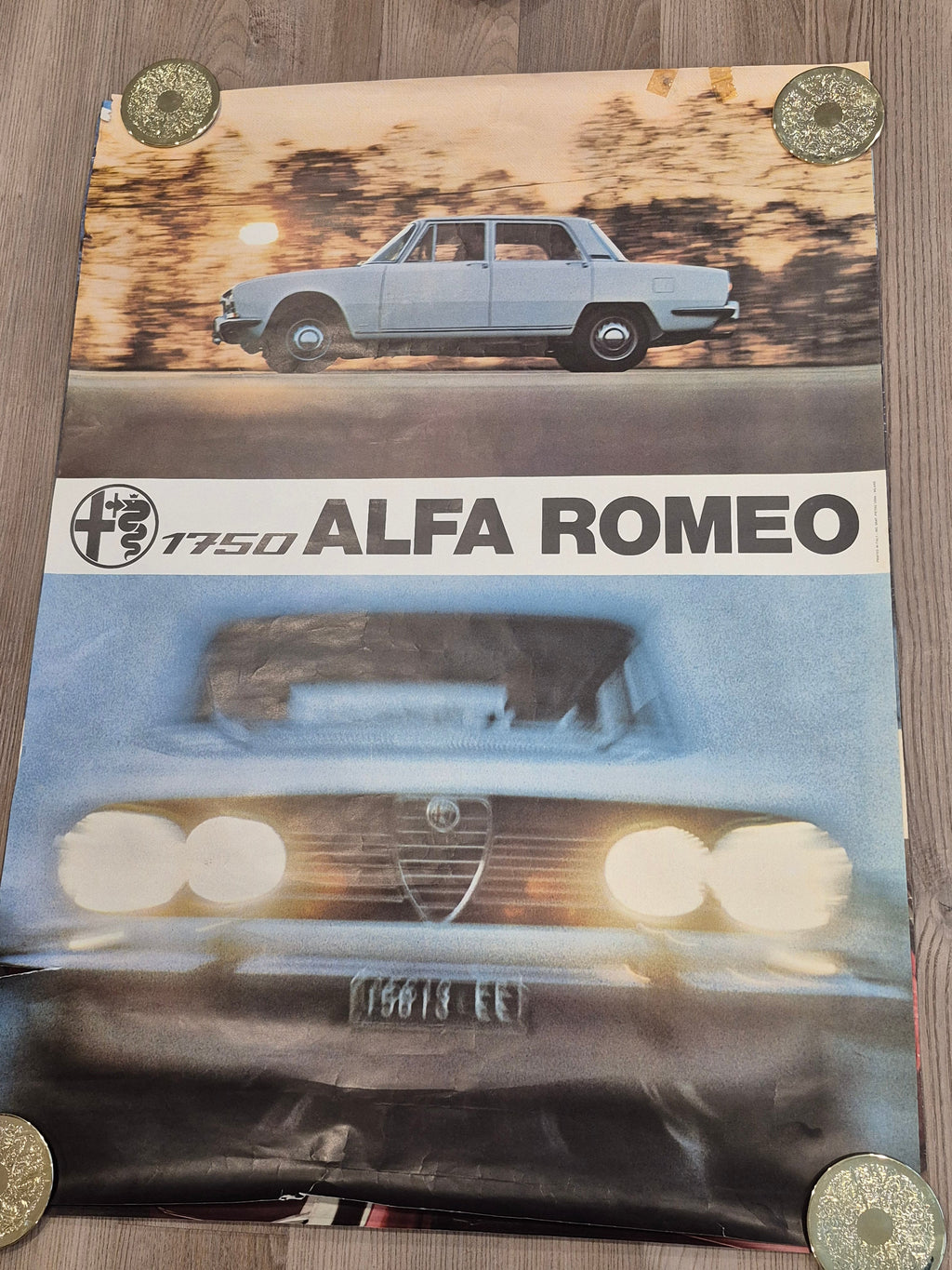 Vintage 1750 Alfa Romeo Berlina Advertising Poster - Original Italian Print