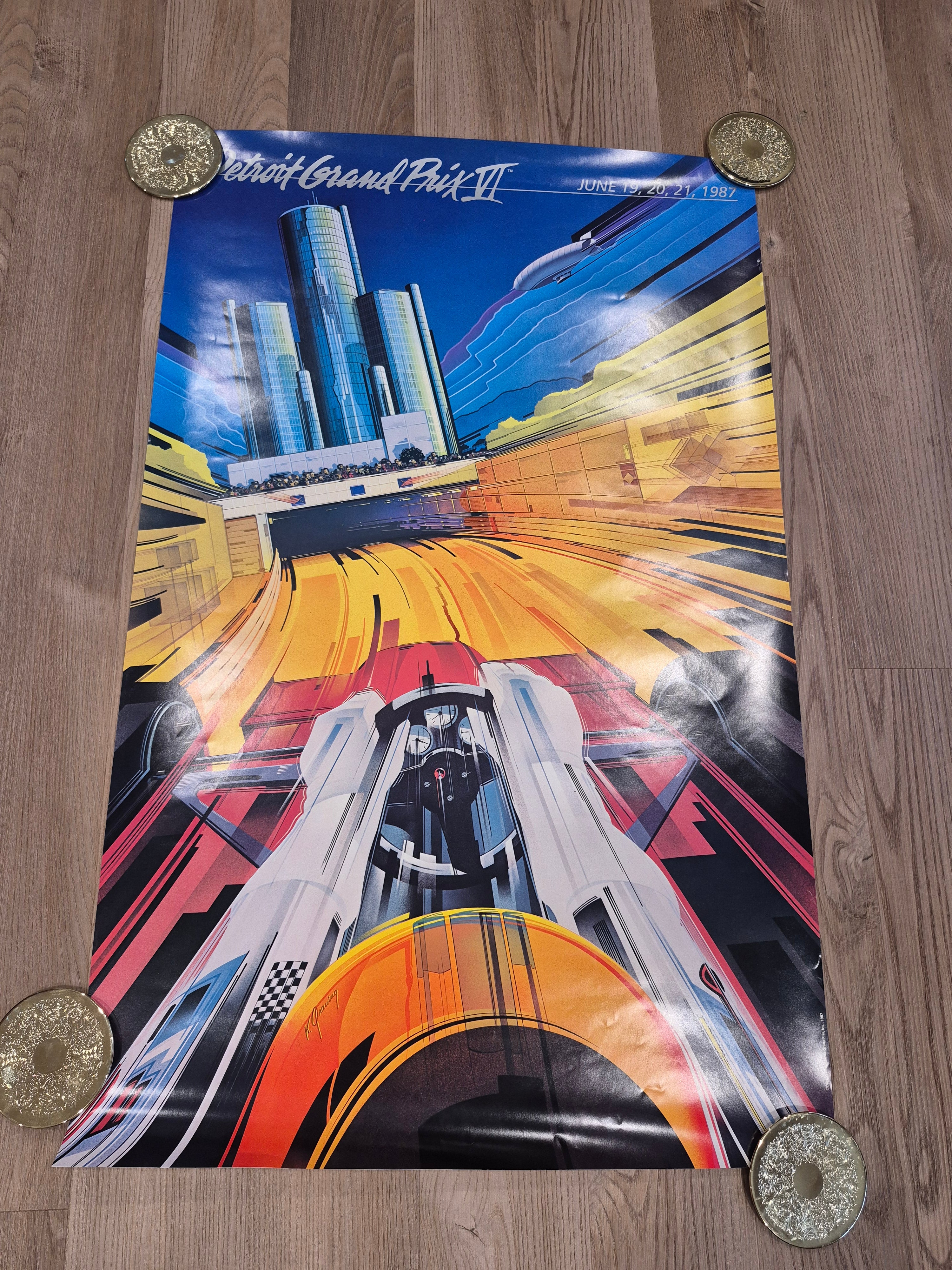 Vintage 1987 Detroit Grand Prix Poster - June 13-21, 1987