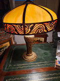 Vintage Charles Parker Art Nouveau Slag Glass Table Lamp 1910