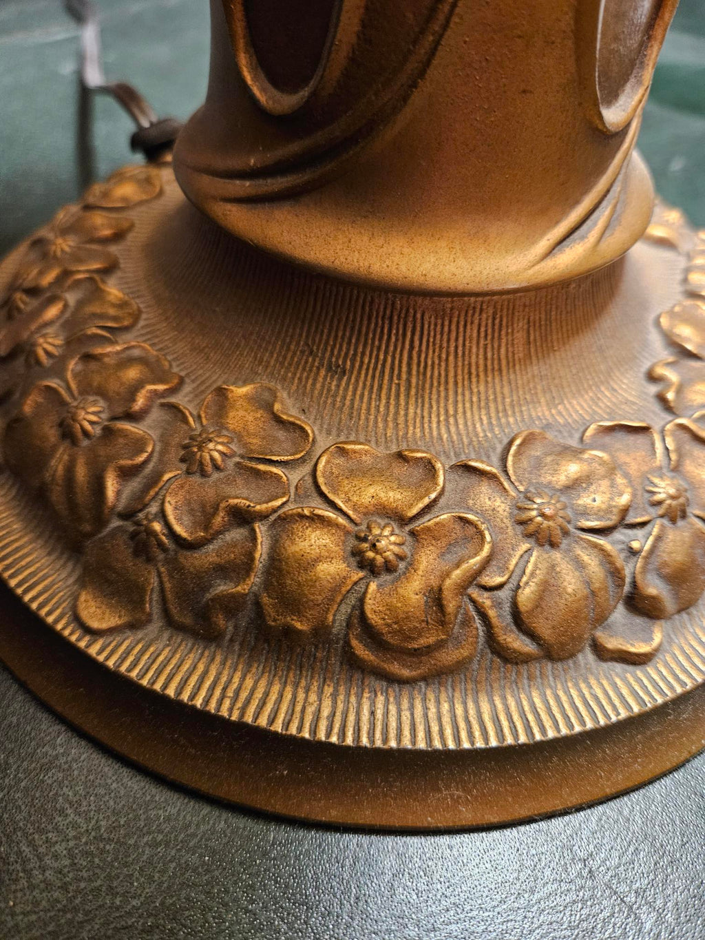 Vintage Charles Parker Art Nouveau Slag Glass Table Lamp 1910