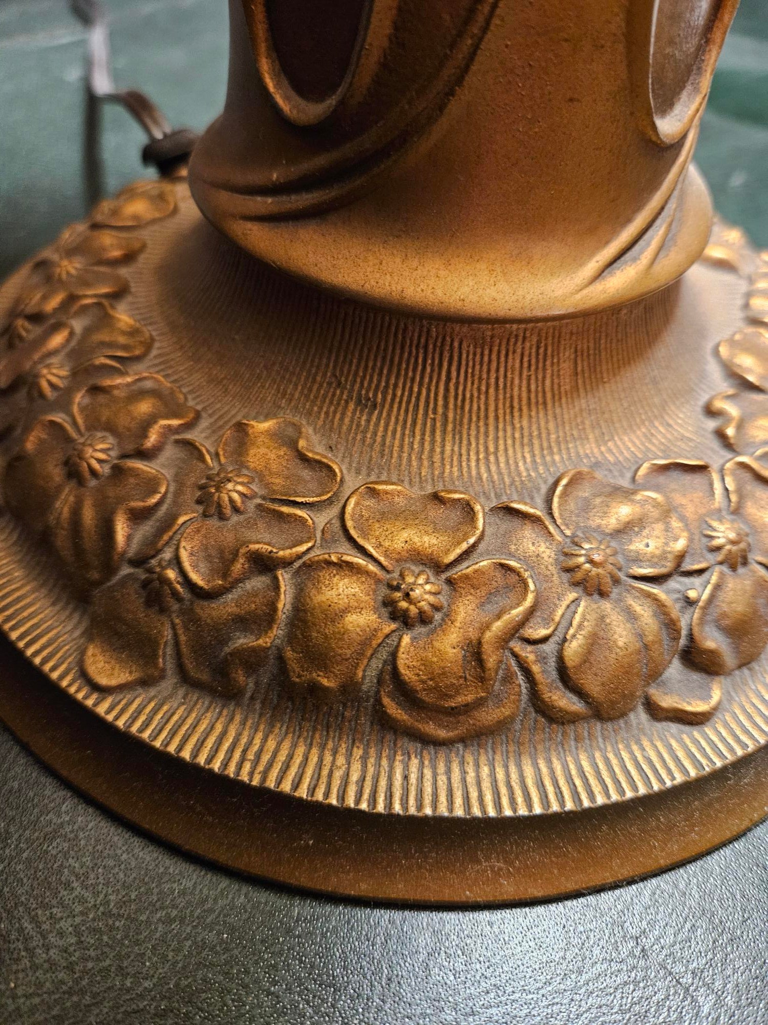 Vintage Charles Parker Art Nouveau Slag Glass Table Lamp 1910