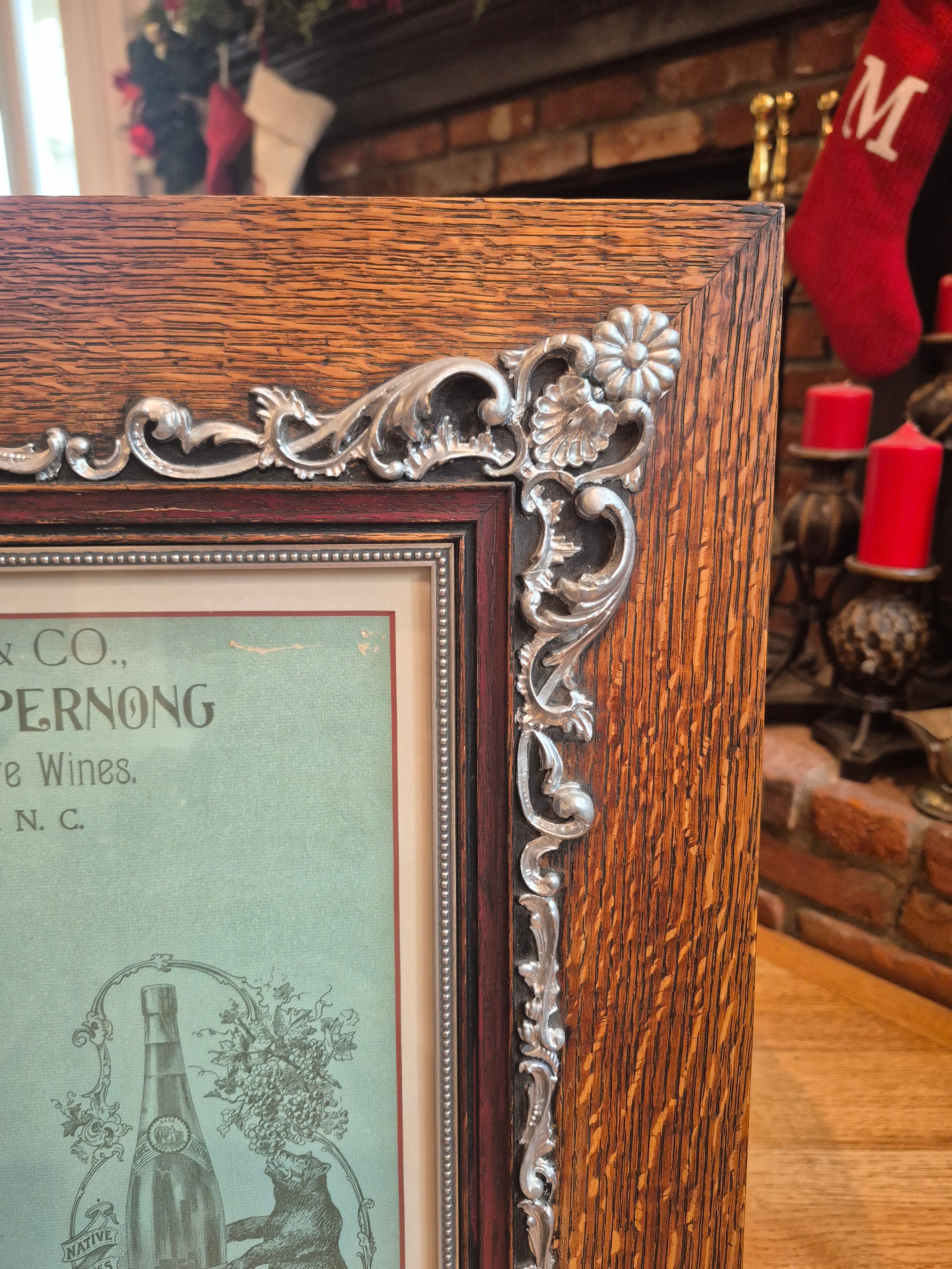 Sol Bear & Co Lithograph Advertisement cir 1900s Scuppernong wines Original Framed