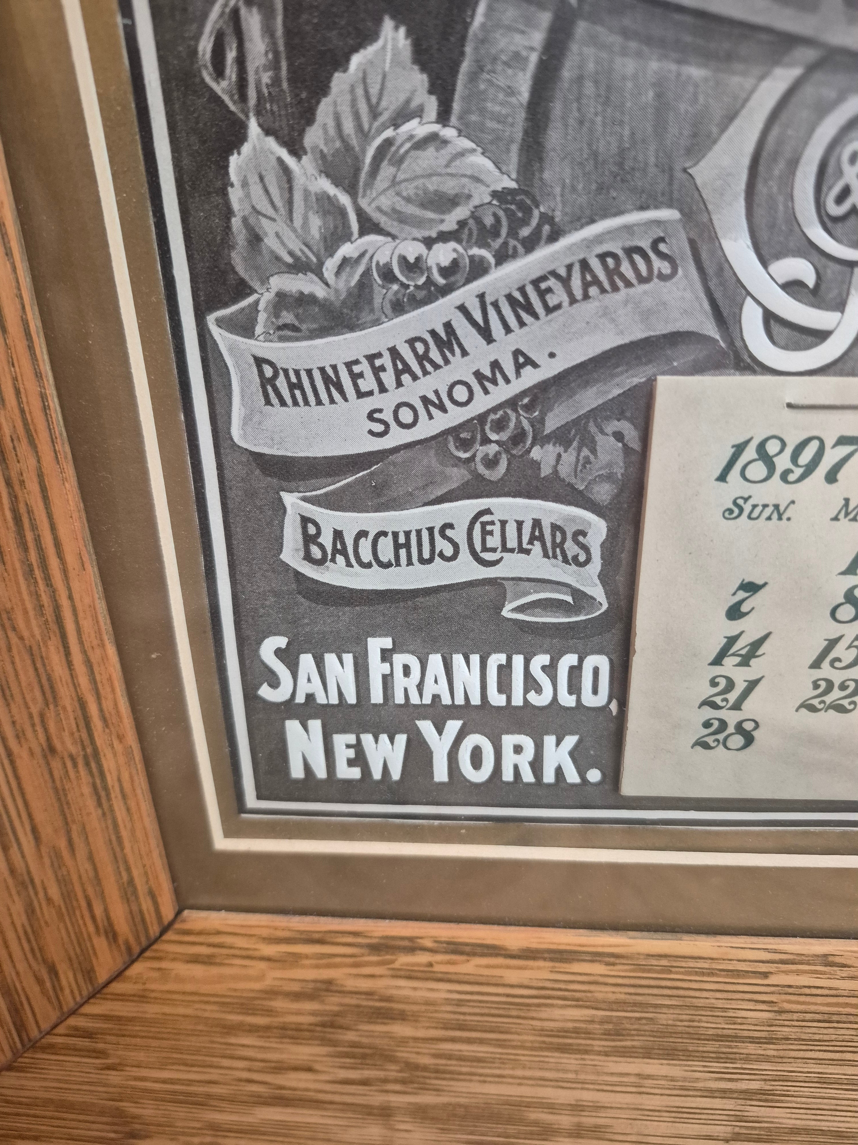 Gundlach-Bundschu framed advertisement original 1897 with Calendar