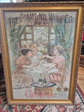 Diamond Wine Co Lithograph Champagne 1896 Sandusky Ohio Original Framed
