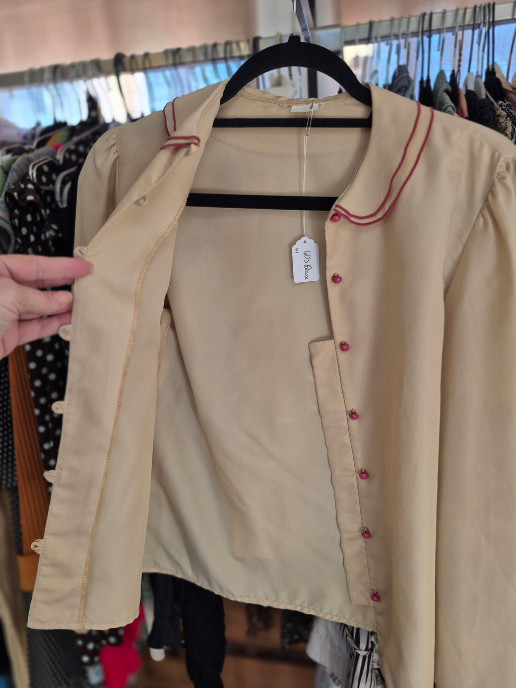 Vintage 1960s Silk Blouse with Peter Pan Collar