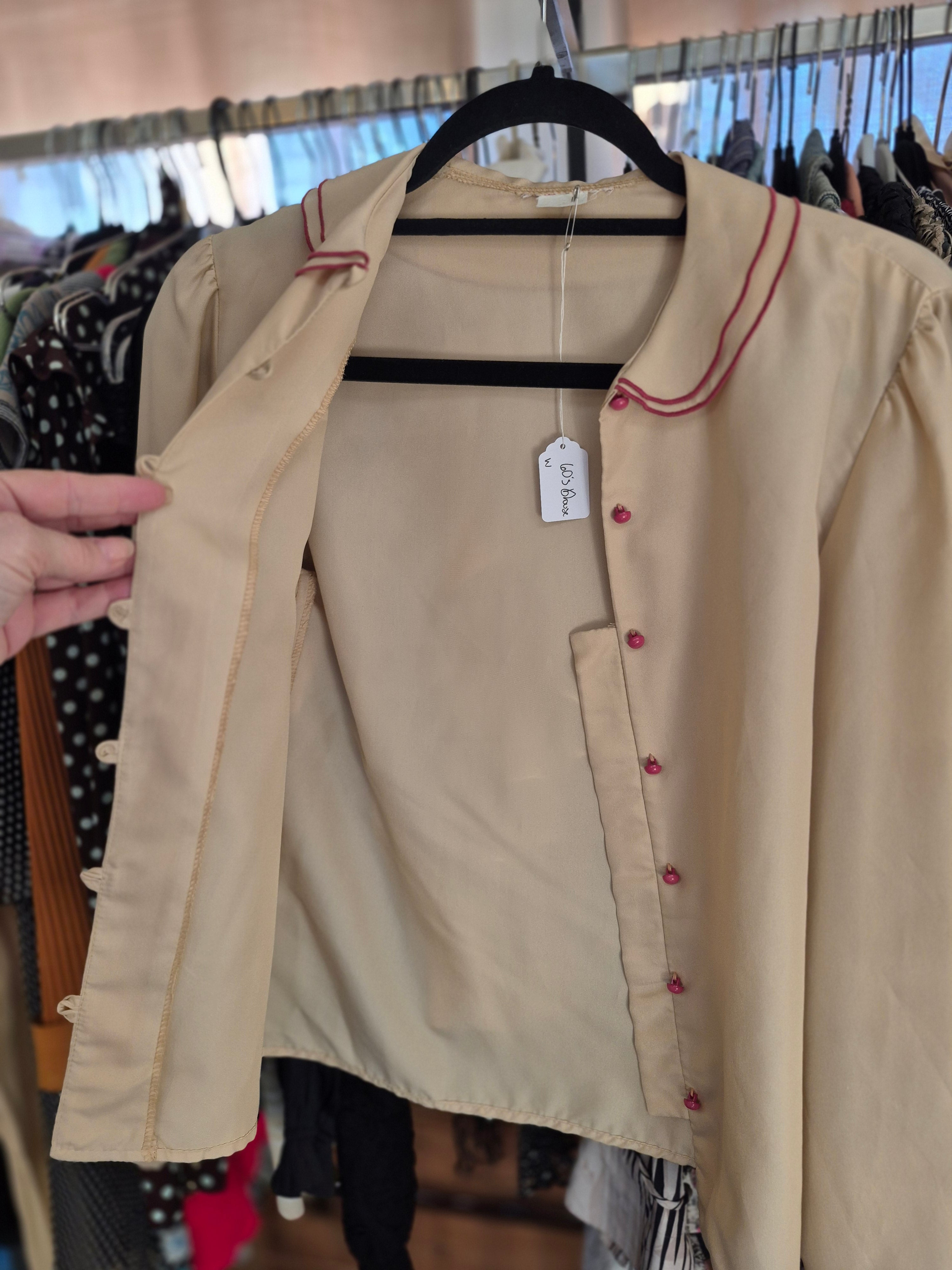 Vintage 1960s Silk Blouse with Peter Pan Collar