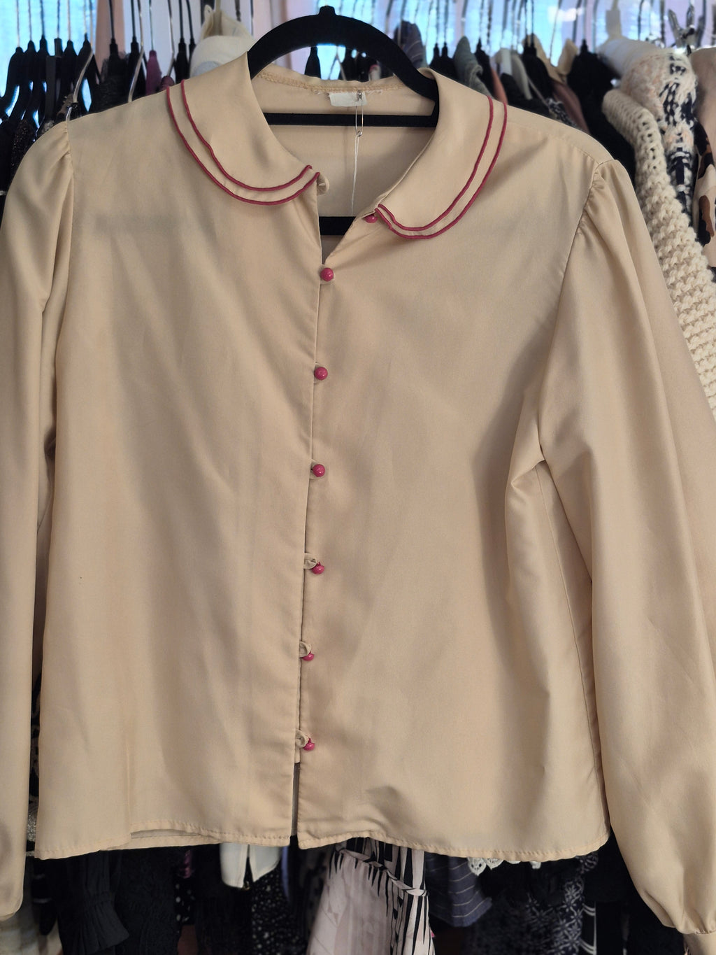 Vintage 1960s Silk Blouse with Peter Pan Collar