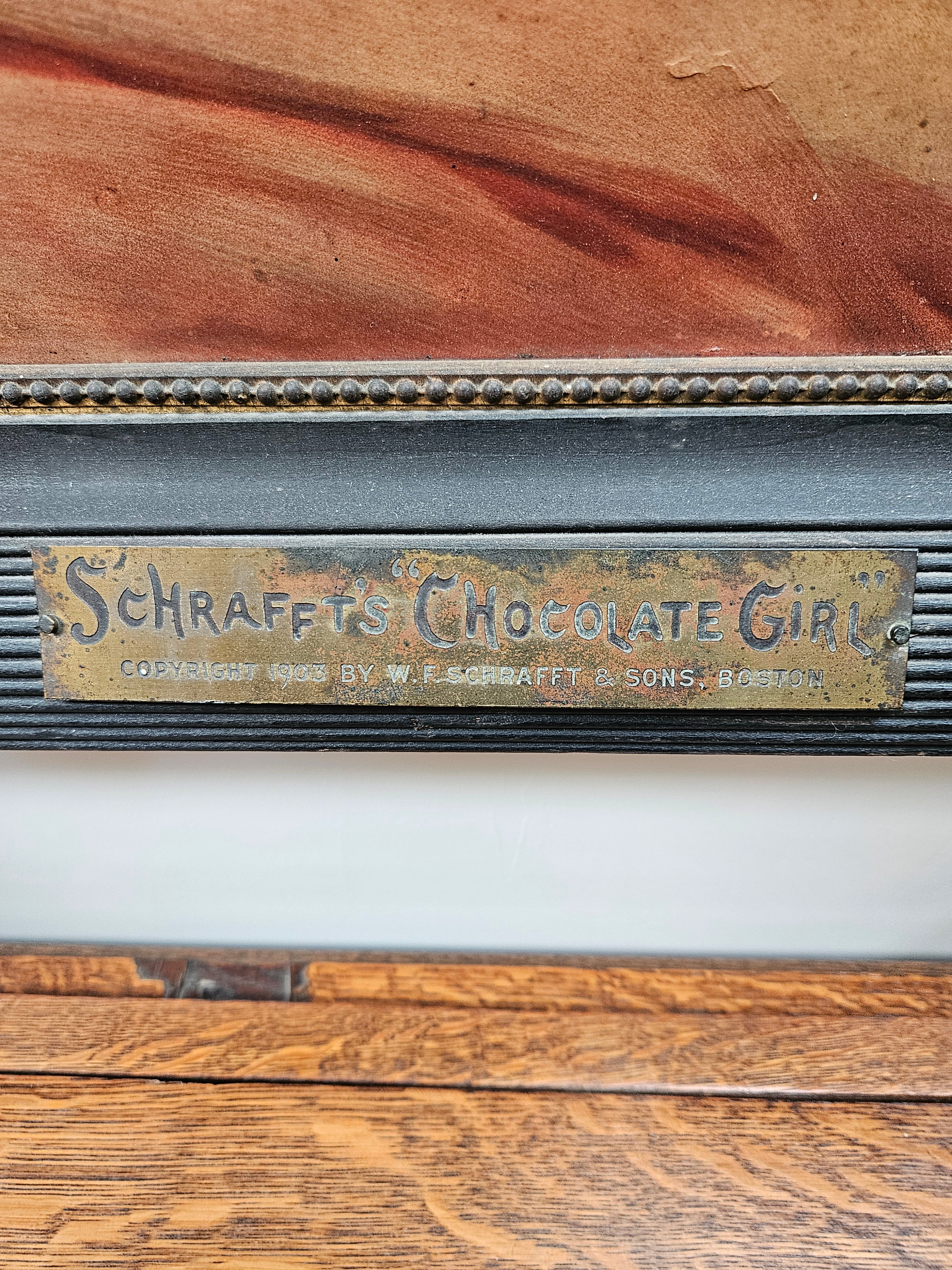 Vintage Schrafft's Chocolate Girl Advertising Print - Circa 1900 Original Canvas Framed