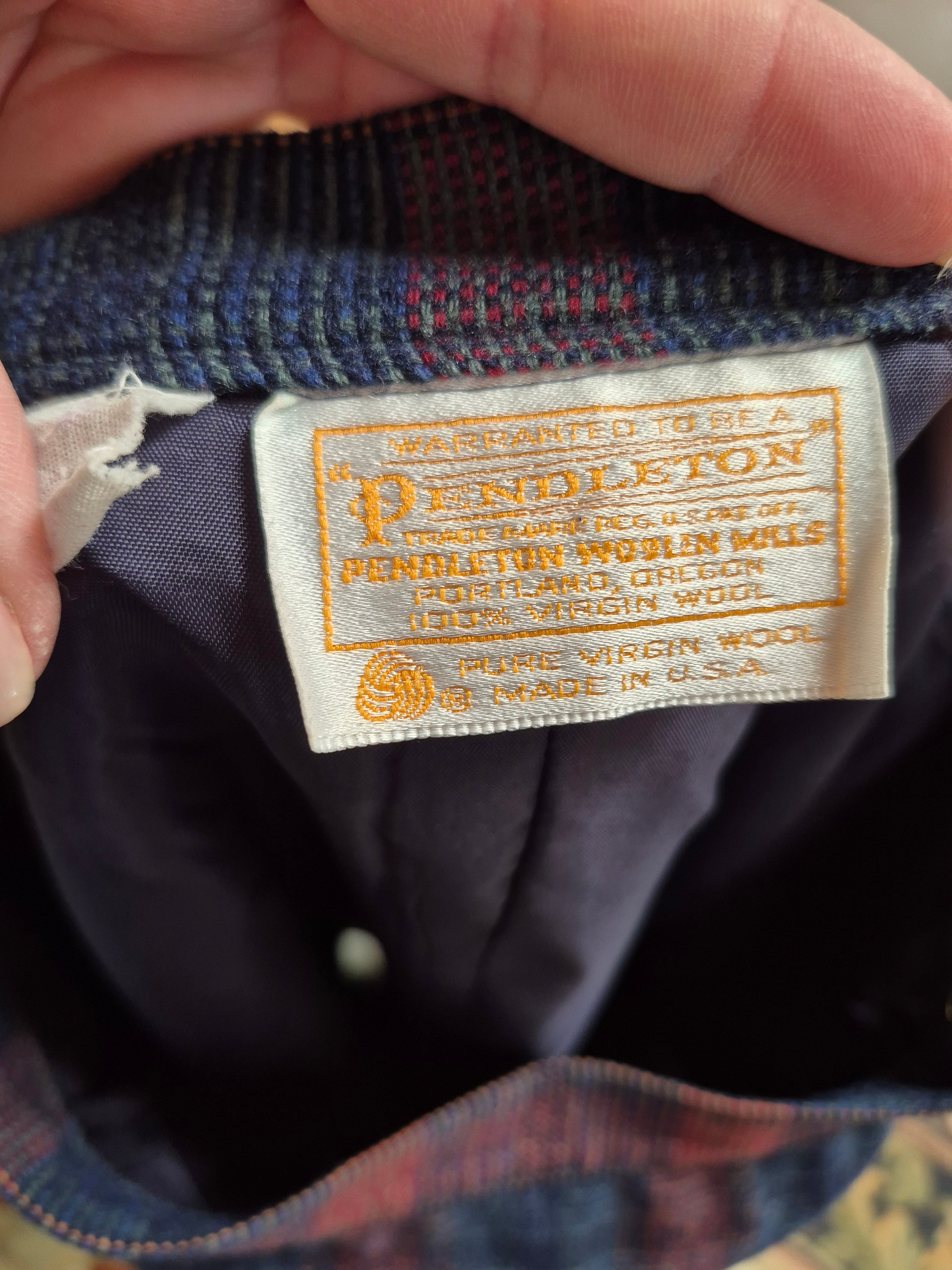 Vintage Pendleton Wool Skirt - Blue & Orange Pattern - Size 12 (Fits Modern 8)