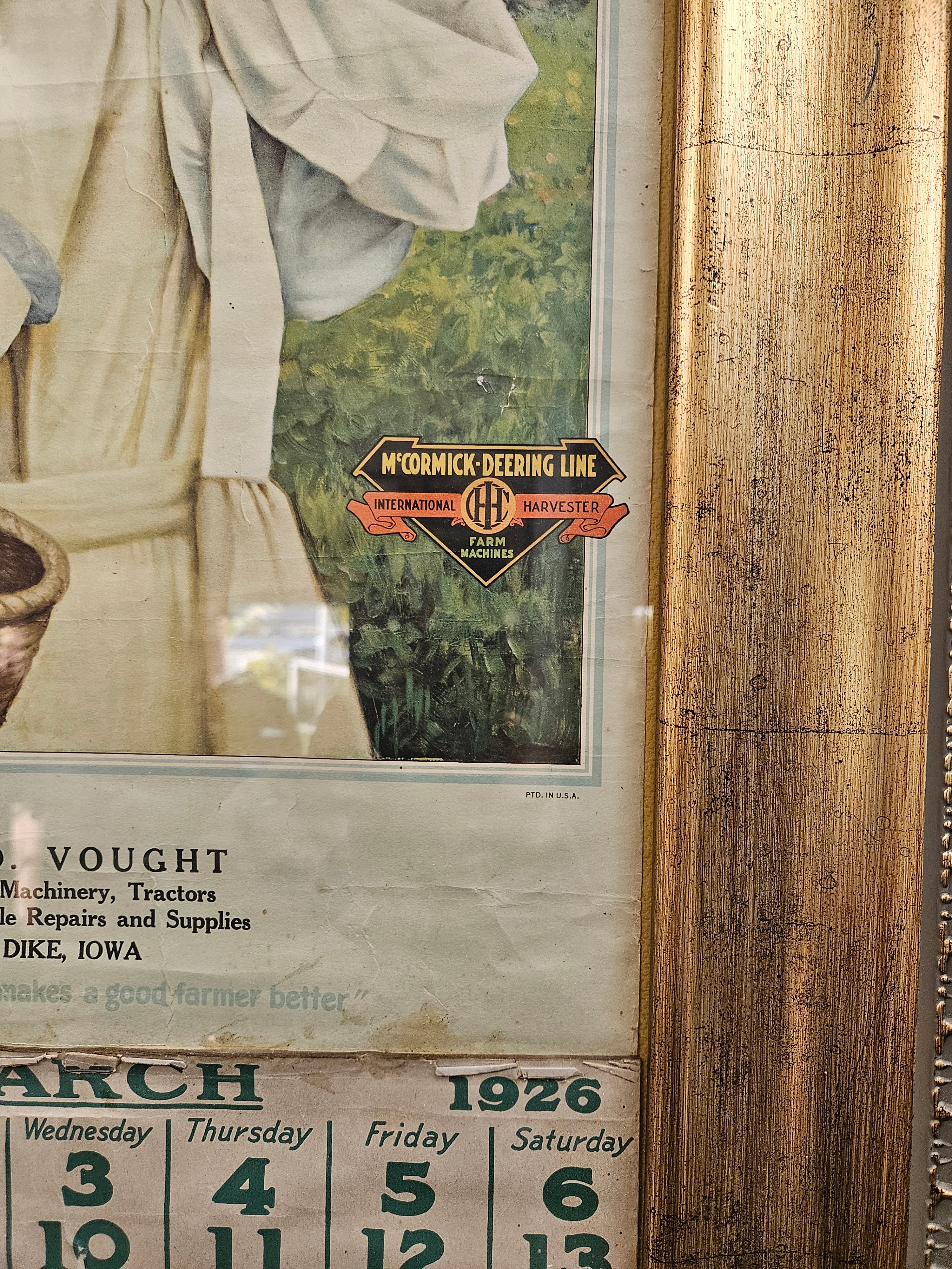 Vintage 1926 McCormick-Deering Farm Equipment Advertising Calendar - Framed Original