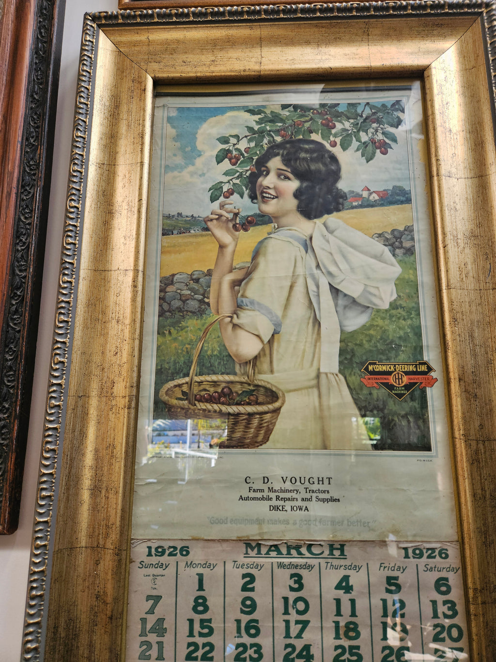 Vintage 1926 McCormick-Deering Farm Equipment Advertising Calendar - Framed Original
