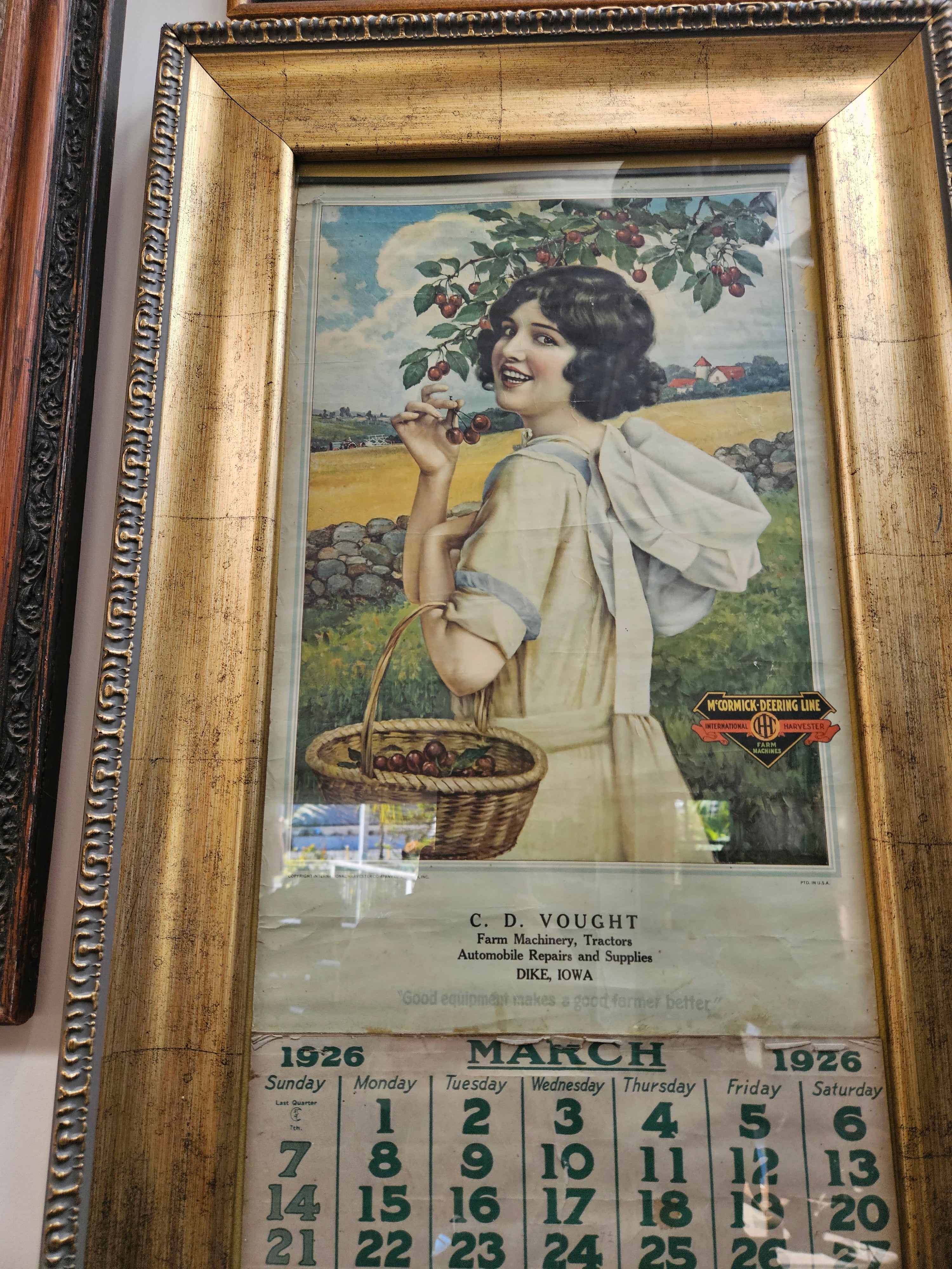 Vintage 1926 McCormick-Deering Farm Equipment Advertising Calendar - Framed Original