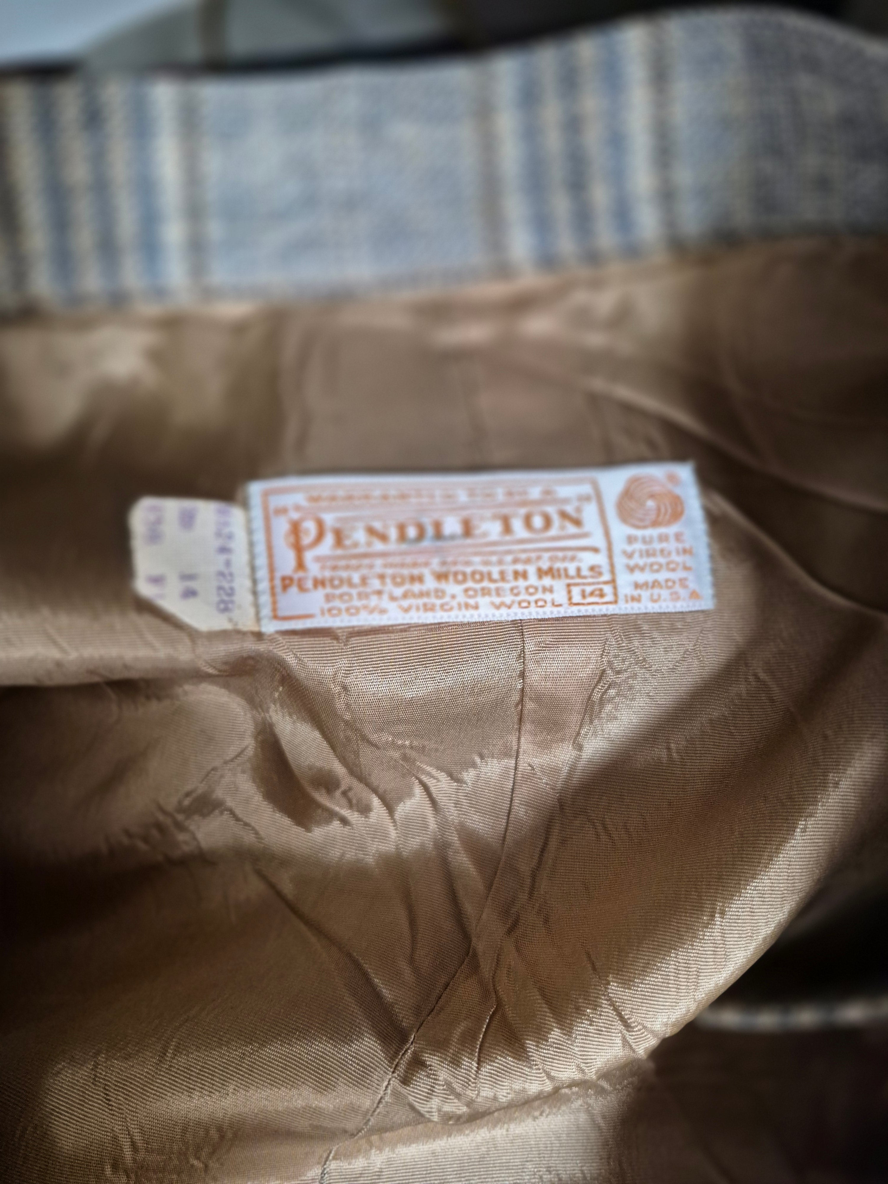 Vintage Pendleton Wool Skirt - Gray & Camel Pattern - Size 12 (Fits Modern 8) with Belt