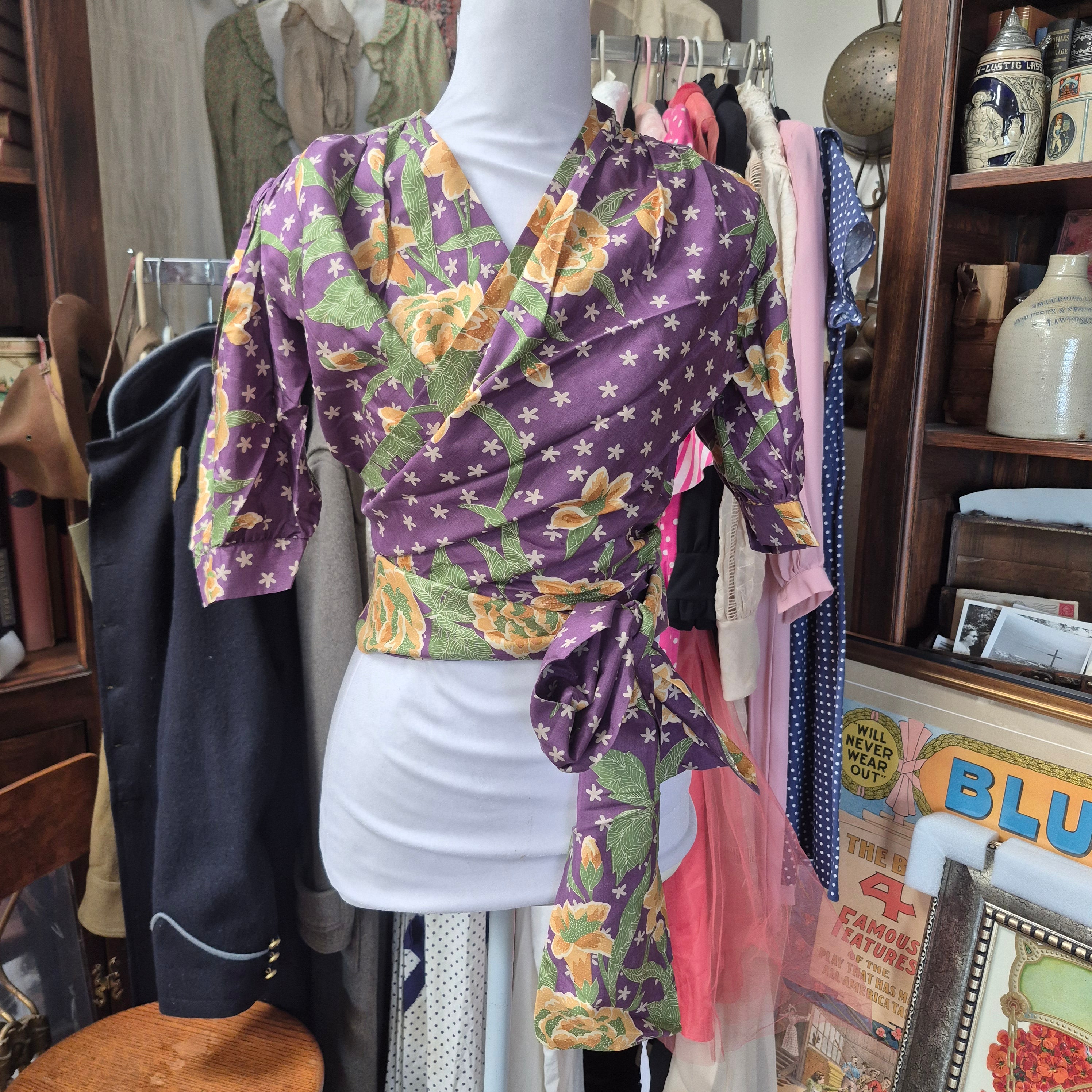 Vintage Saint Laurent Floral Wrap Blouse
