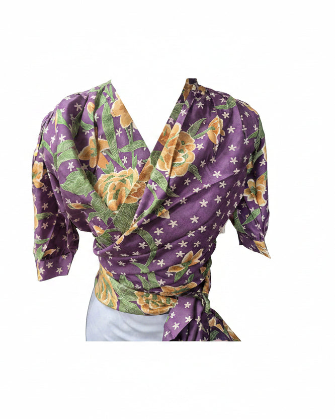 Vintage Saint Laurent Floral Wrap Blouse