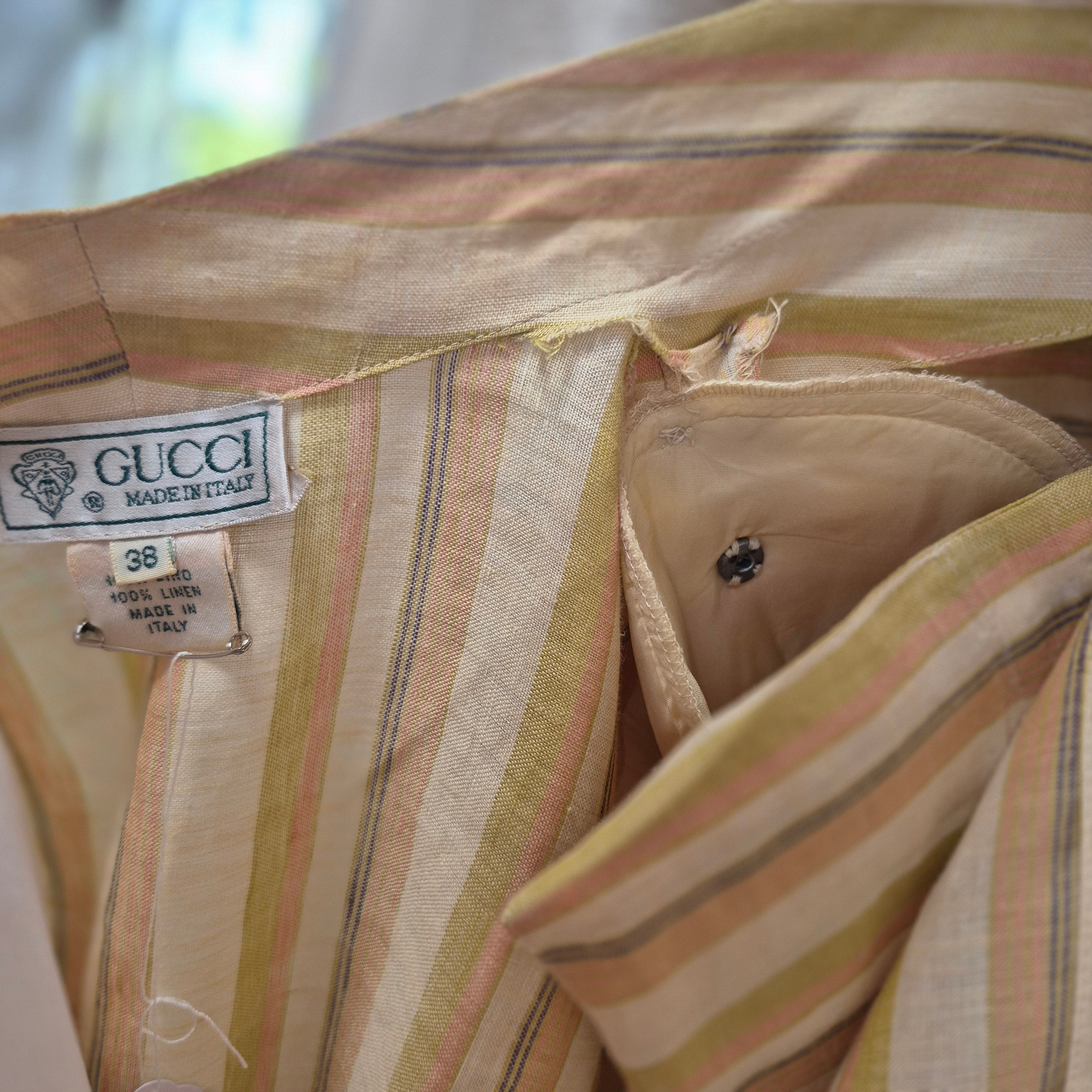Gucci 1970s Linen Blouse Size 38