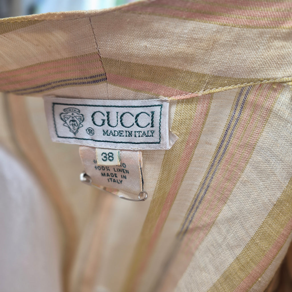 Gucci 1970s Linen Blouse Size 38