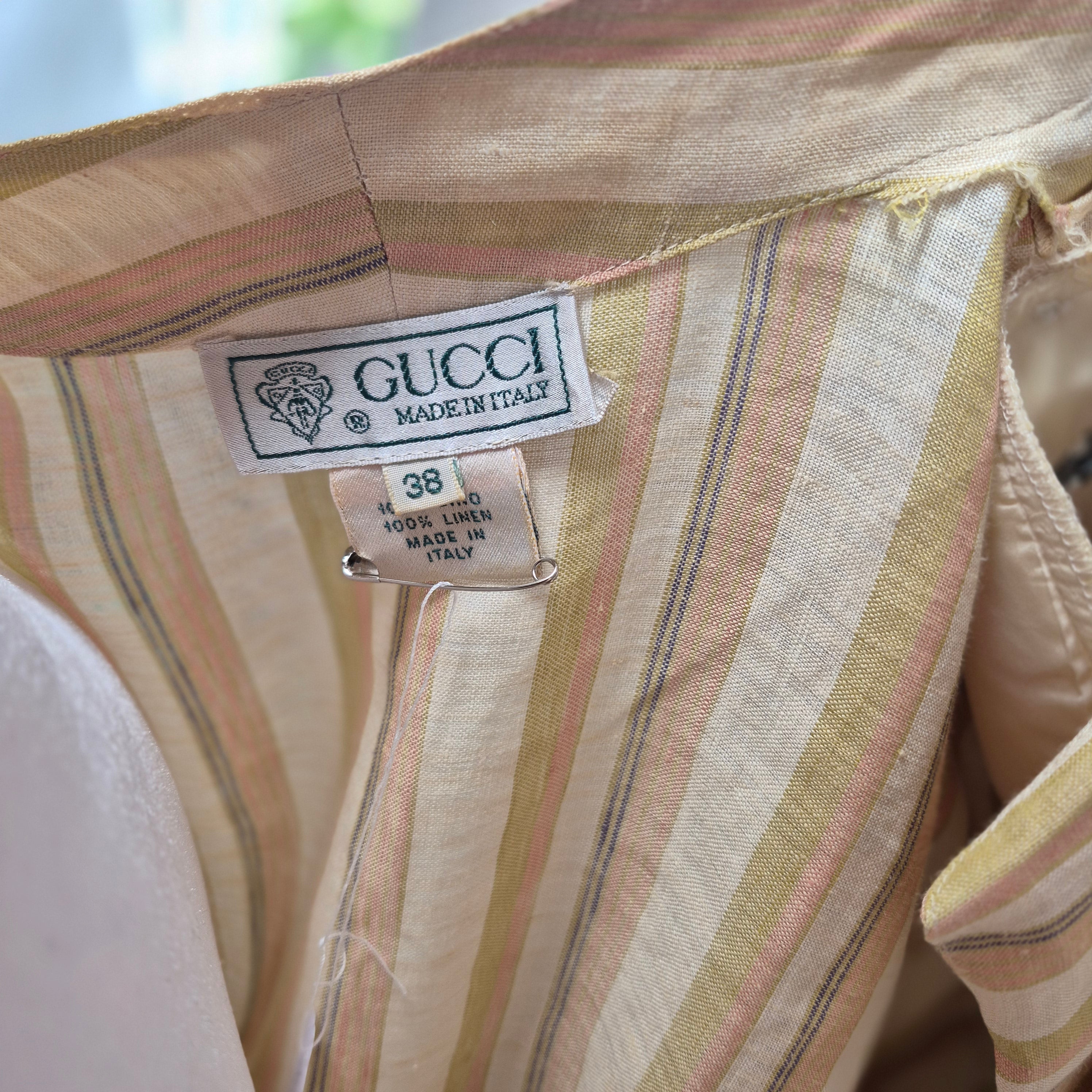 Gucci 1970s Linen Blouse Size 38