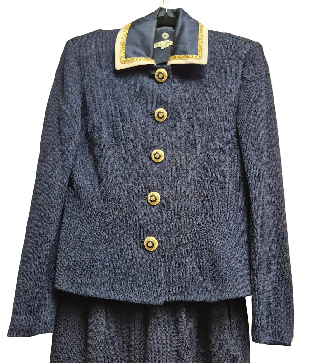 St. John Vintage 90s Navy Knit Two-Piece Suit Marie Gray Design