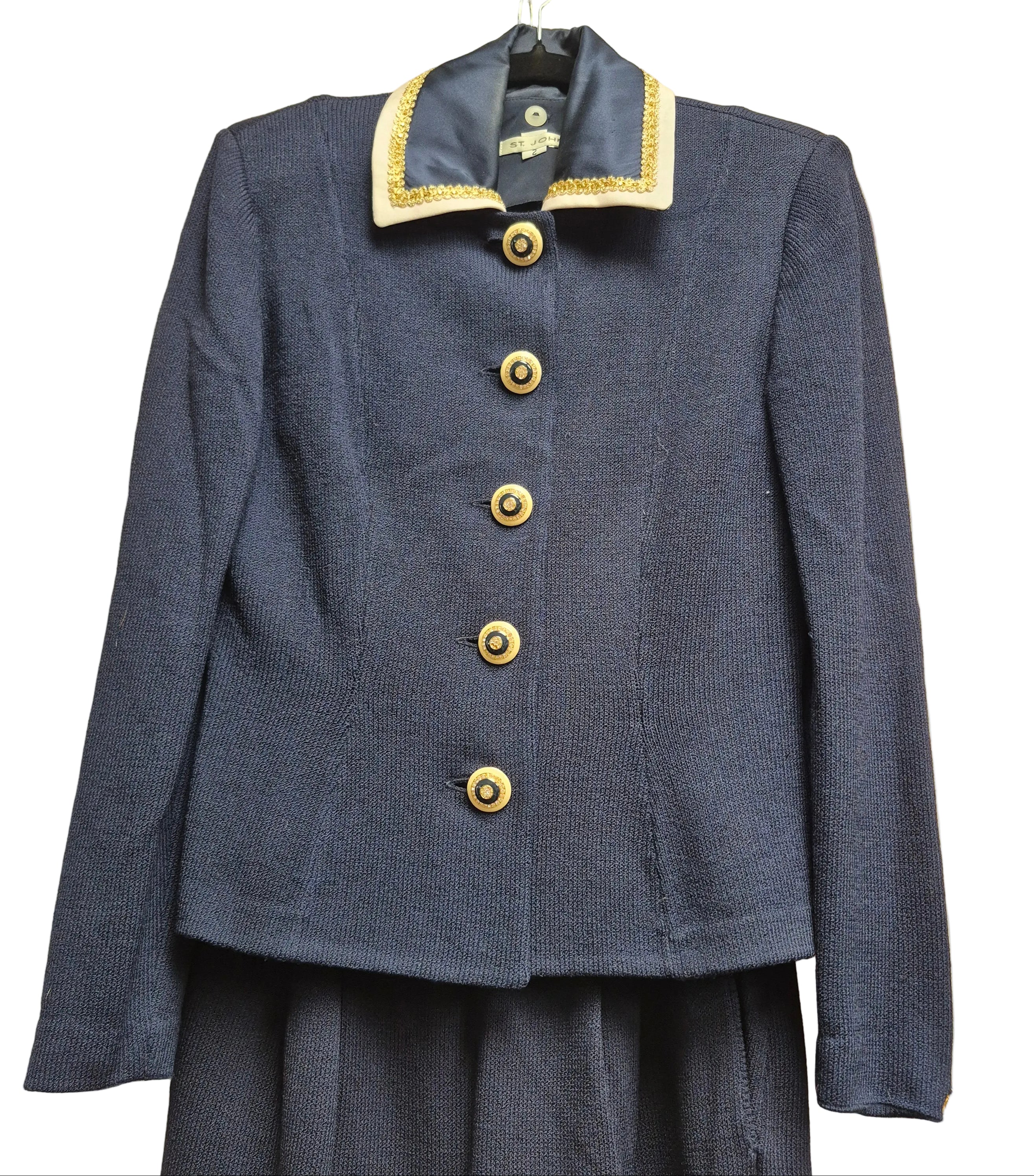 St. John Vintage 90s Navy Knit Two-Piece Suit Marie Gray Design