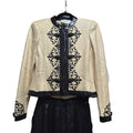 St. John Vintage 1990s Cream and Black Sequin Evening Pants Suit