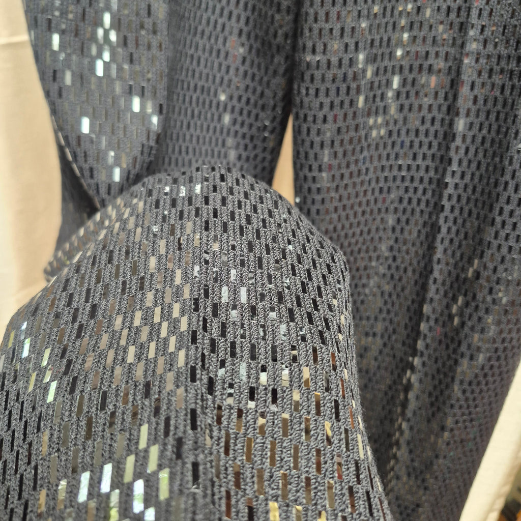 St. John Vintage 1990s Cream and Black Sequin Evening Pants Suit