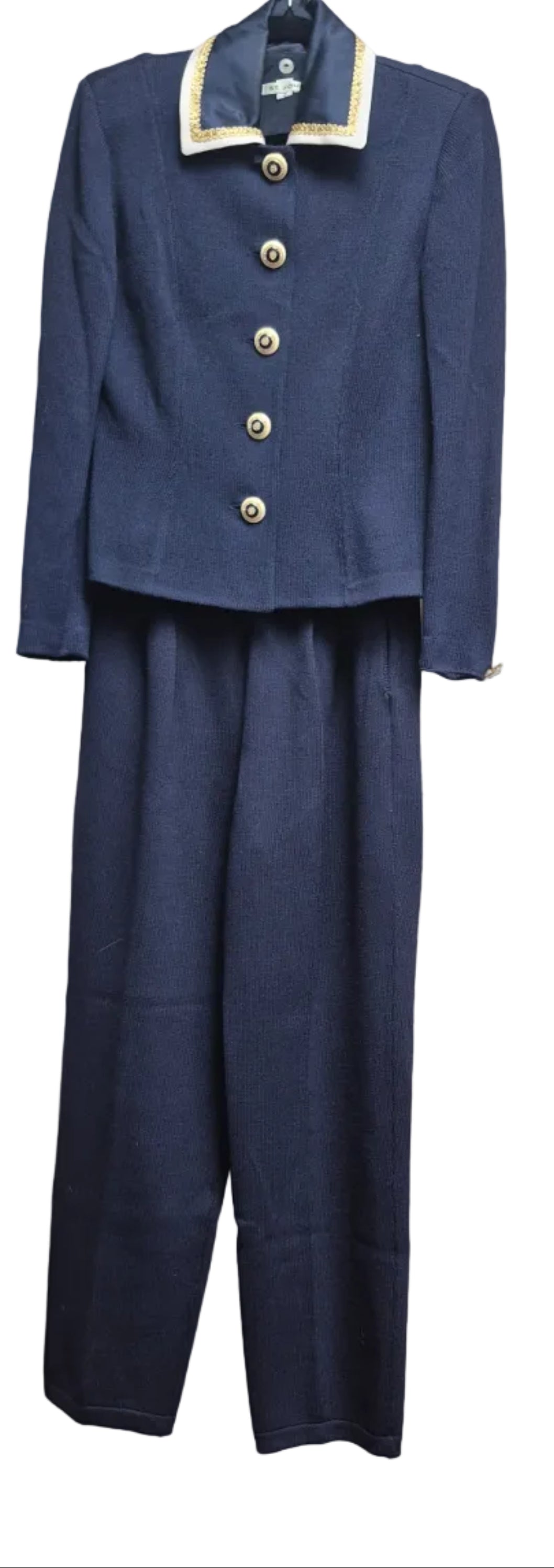 St. John Vintage 90s Navy Knit Two-Piece Suit Marie Gray Design