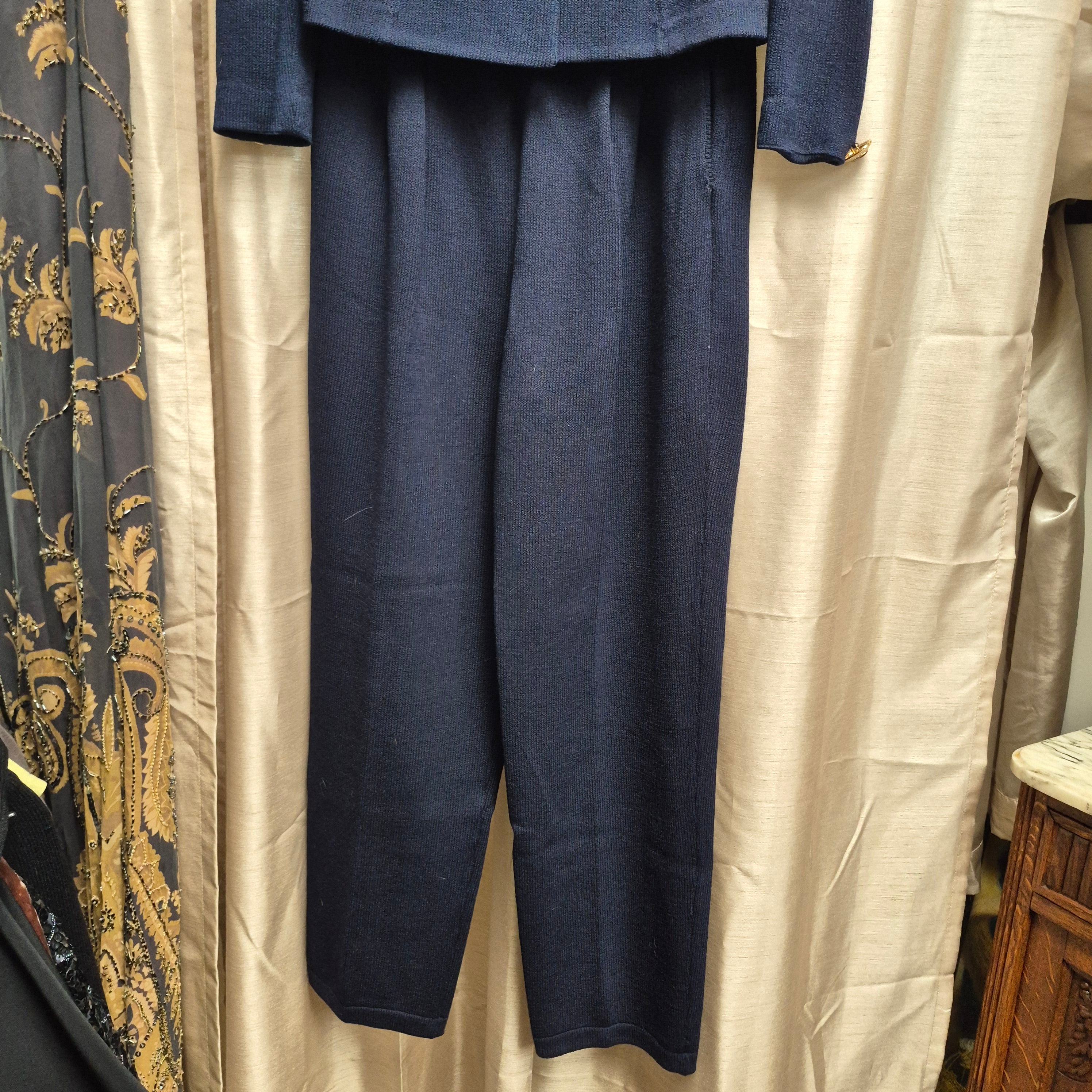 St. John Vintage 90s Navy Knit Two-Piece Suit Marie Gray Design