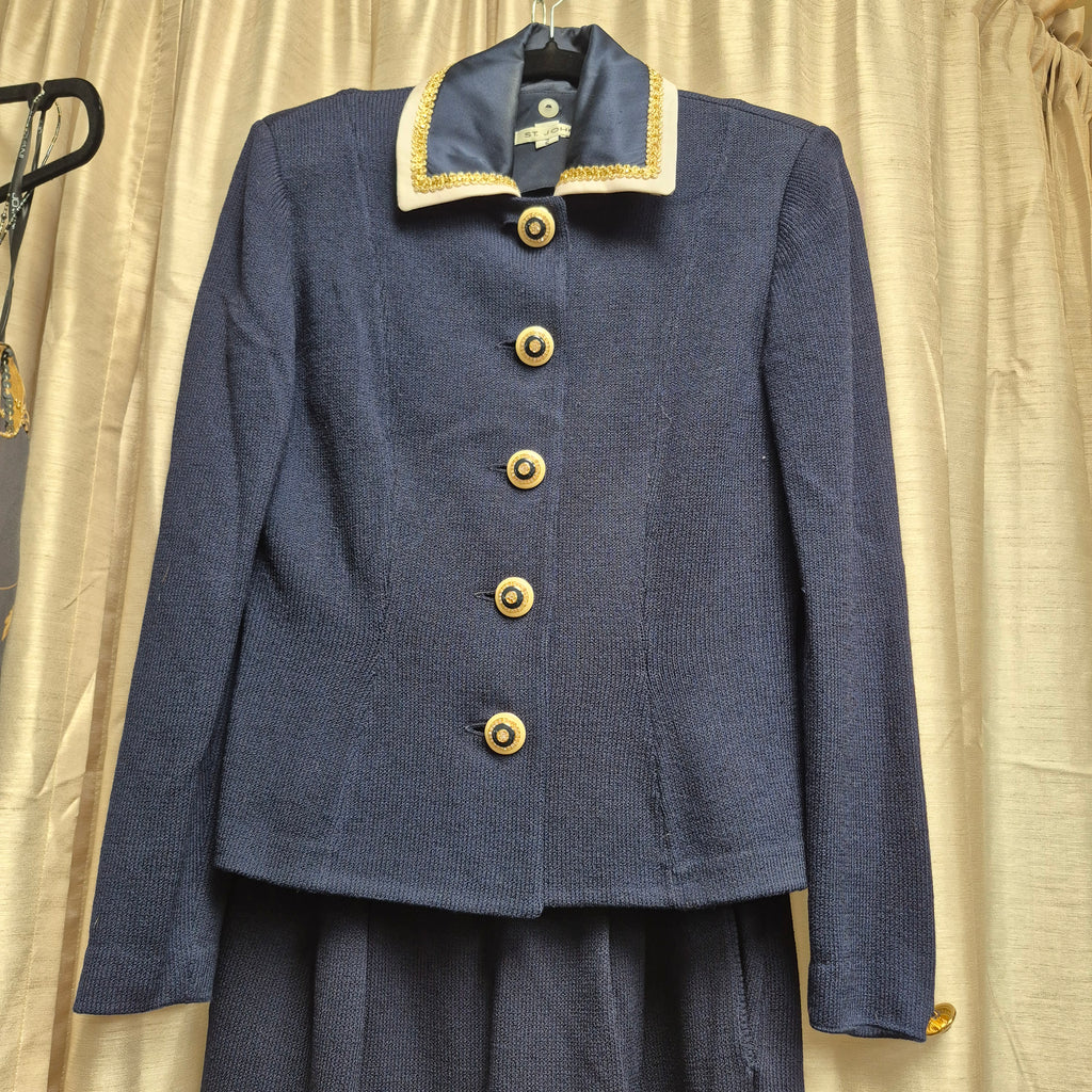 St. John Vintage 90s Navy Knit Two-Piece Suit Marie Gray Design