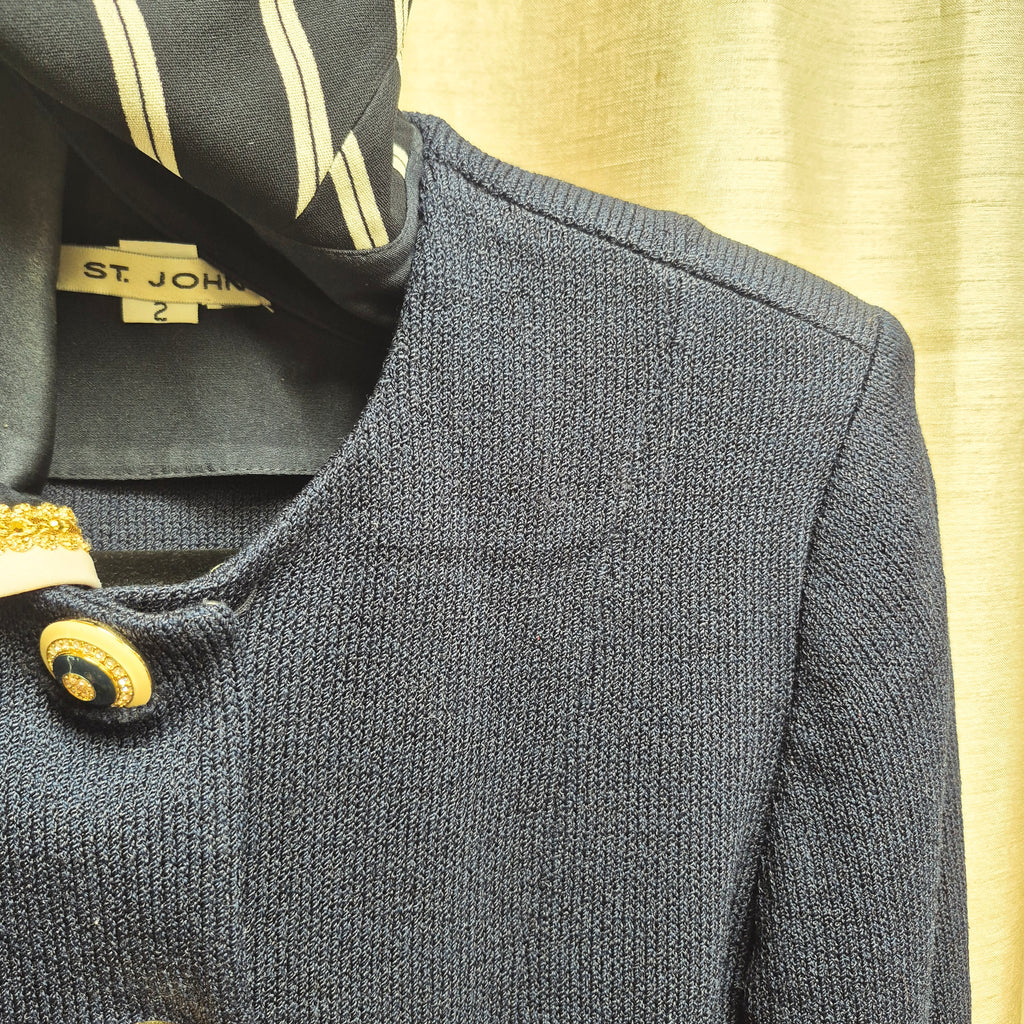 St. John Vintage 90s Navy Knit Two-Piece Suit Marie Gray Design