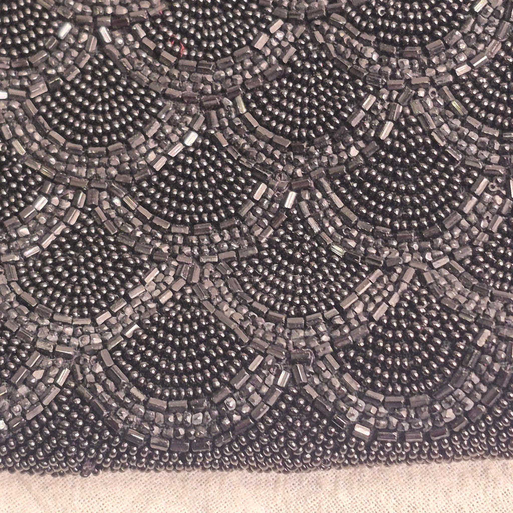 Vintage by Carry made in France Black Beaded Evening Bag gold courting clasp