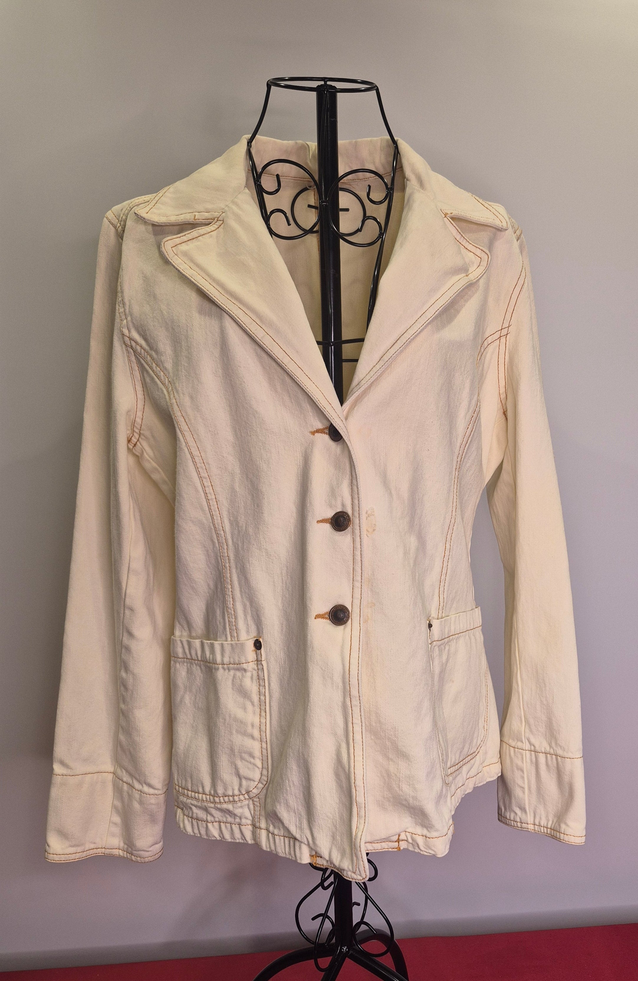 Vintage 90s Cream Denim Jacket