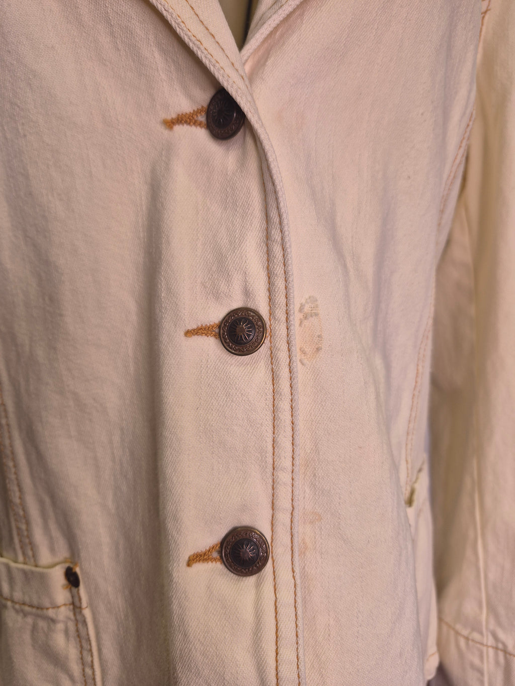 Vintage 90s Cream Denim Jacket