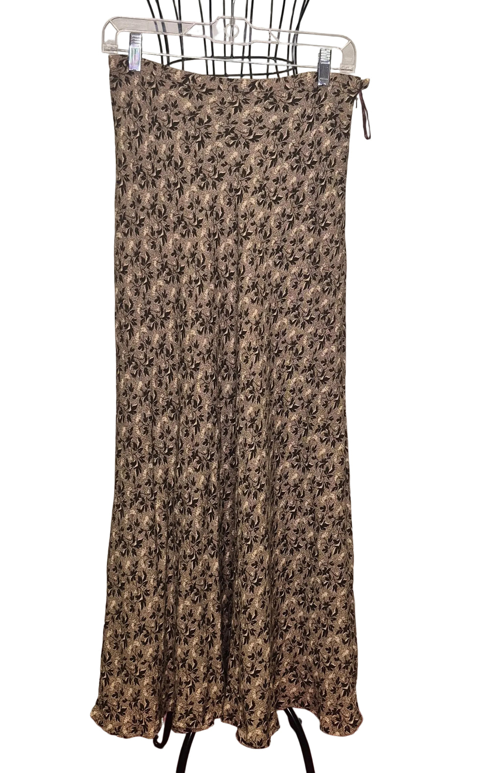 Banana Republic 1990s Brown Floral & Leaf Maxi Skirt | Fully Lined | Pockets