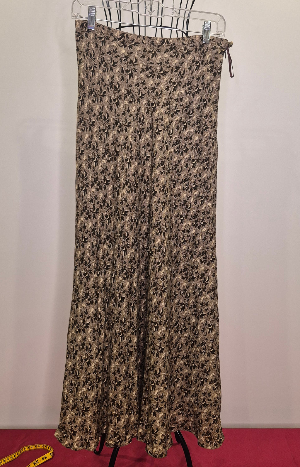 Banana Republic 1990s Brown Floral & Leaf Maxi Skirt | Fully Lined | Pockets