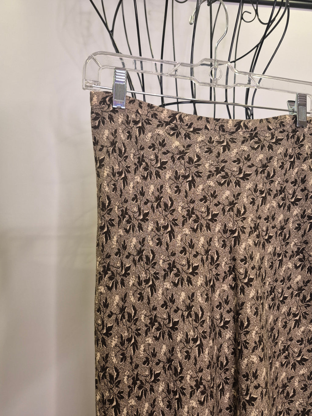 Banana Republic 1990s Brown Floral & Leaf Maxi Skirt | Fully Lined | Pockets