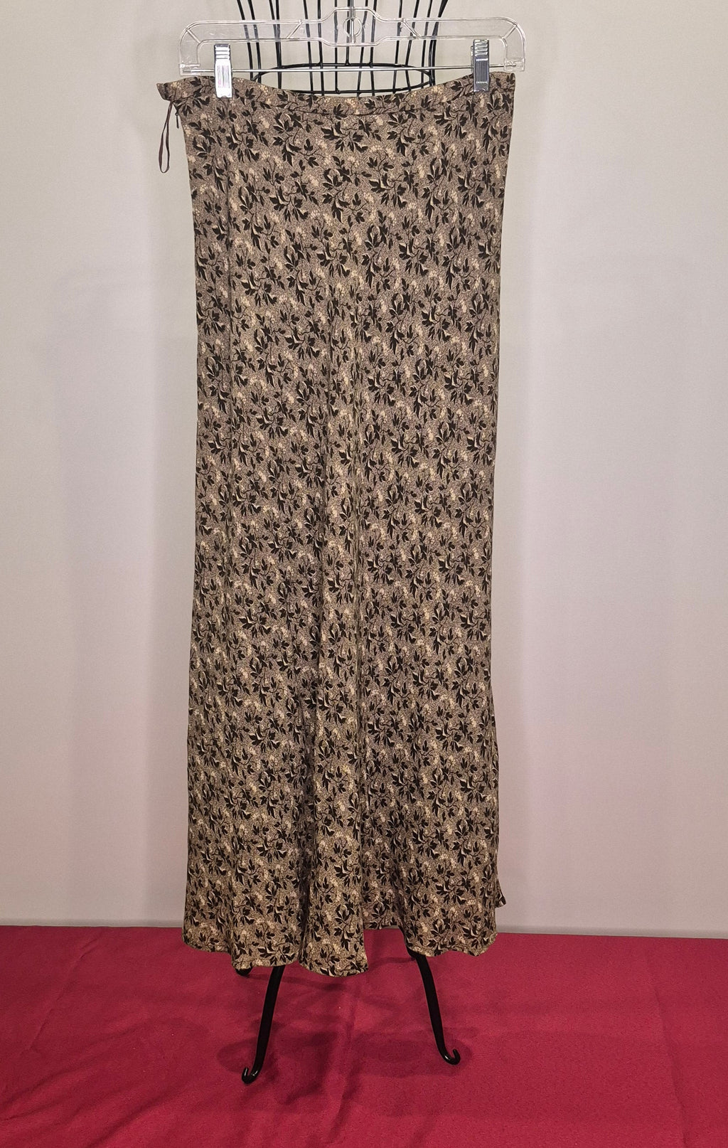 Banana Republic 1990s Brown Floral & Leaf Maxi Skirt | Fully Lined | Pockets