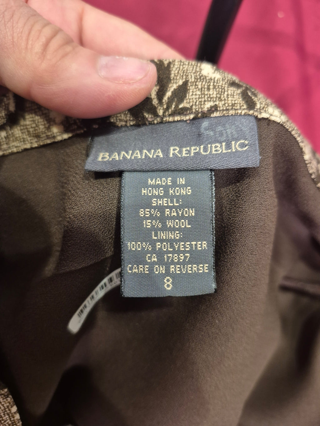 Banana Republic 1990s Brown Floral & Leaf Maxi Skirt | Fully Lined | Pockets