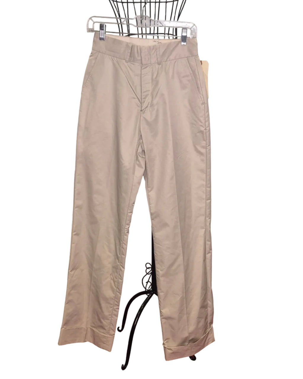 J. Lindeberg 1990s Cream Golf Pants | Cuffed | Double Hook & Eye | Size 27 Waist