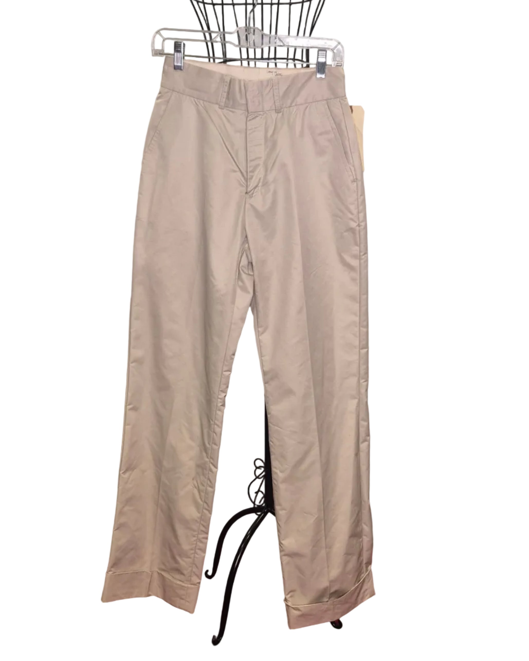 J. Lindeberg 1990s Cream Golf Pants | Cuffed | Double Hook & Eye | Size 27 Waist