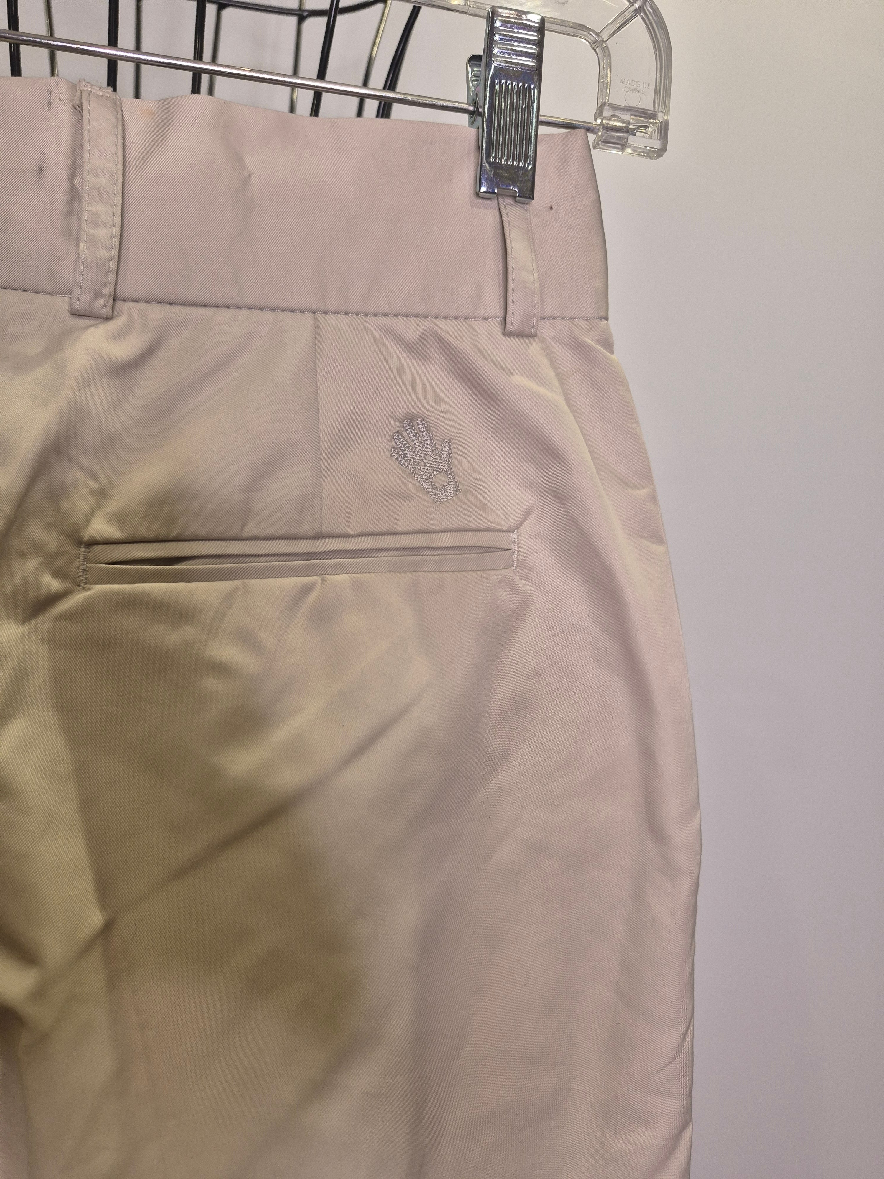 J. Lindeberg 1990s Cream Golf Pants | Cuffed | Double Hook & Eye | Size 27 Waist