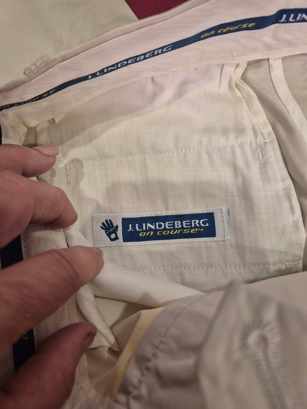 J. Lindeberg 1990s Cream Golf Pants | Cuffed | Double Hook & Eye | Size 27 Waist