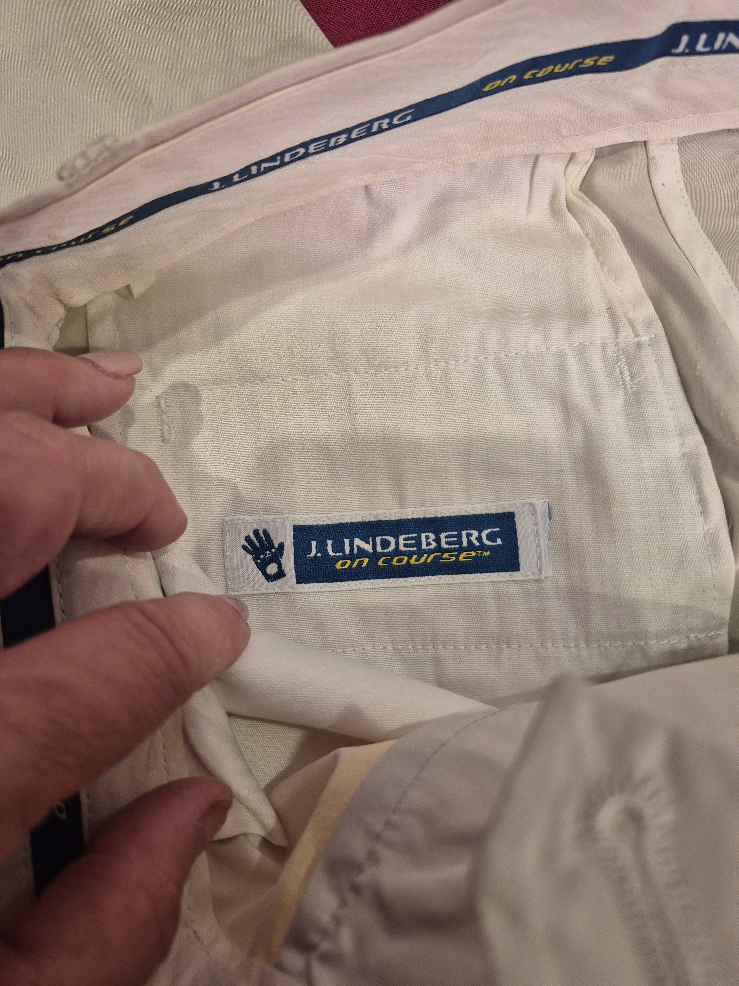 J. Lindeberg 1990s Cream Golf Pants | Cuffed | Double Hook & Eye | Size 27 Waist
