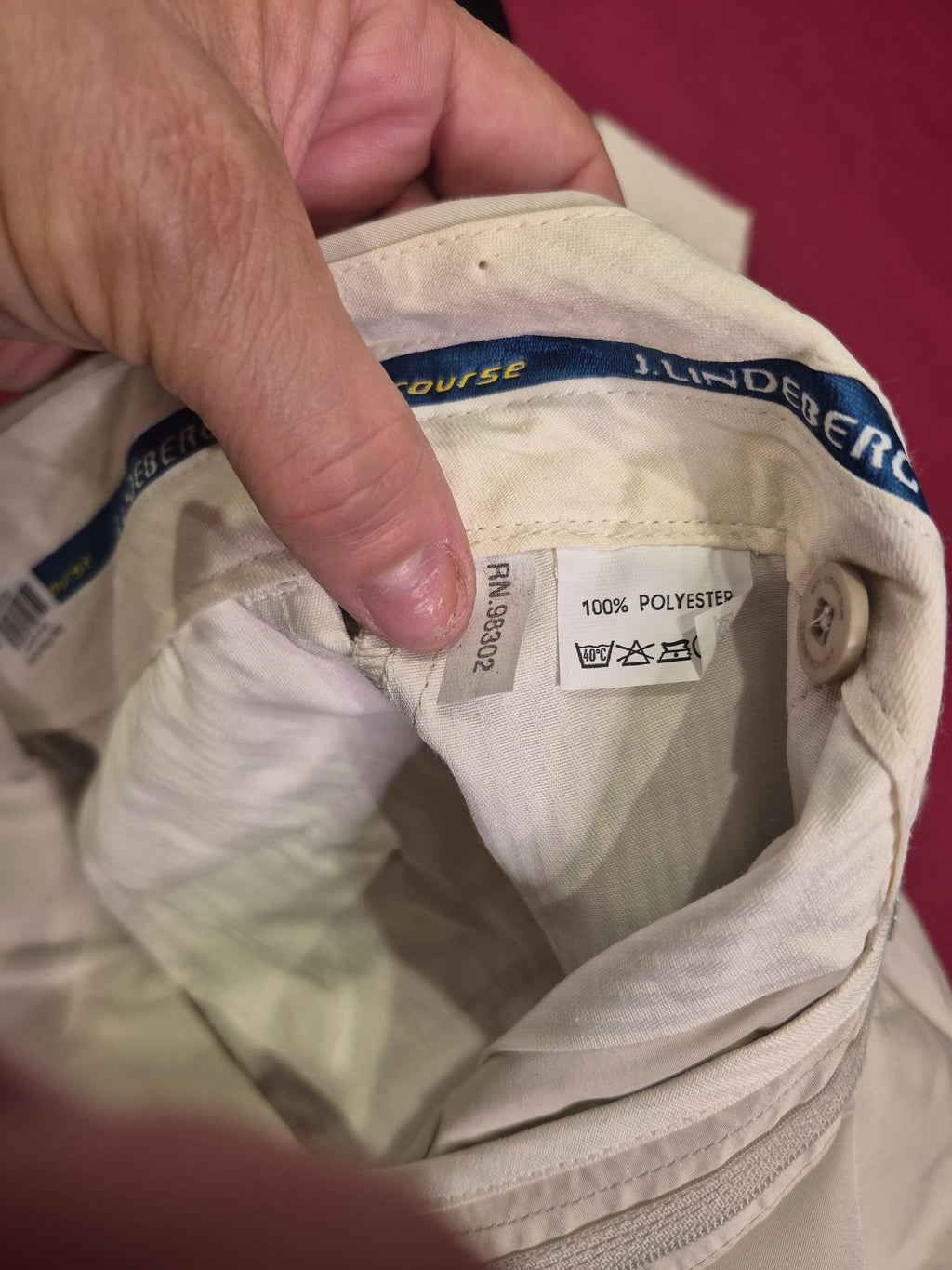 J. Lindeberg 1990s Cream Golf Pants | Cuffed | Double Hook & Eye | Size 27 Waist