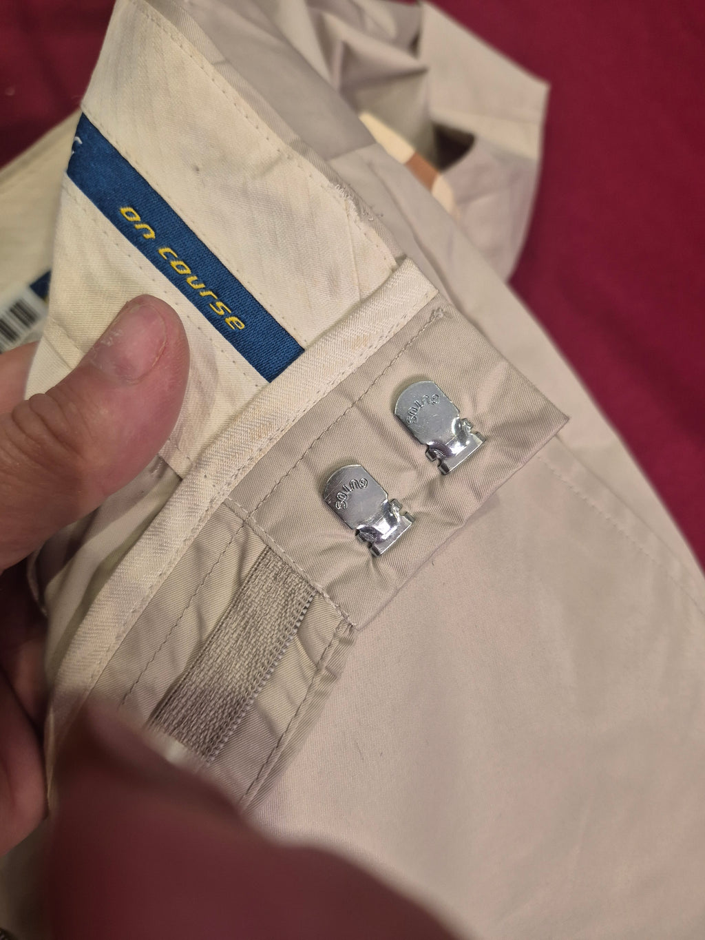 J. Lindeberg 1990s Cream Golf Pants | Cuffed | Double Hook & Eye | Size 27 Waist
