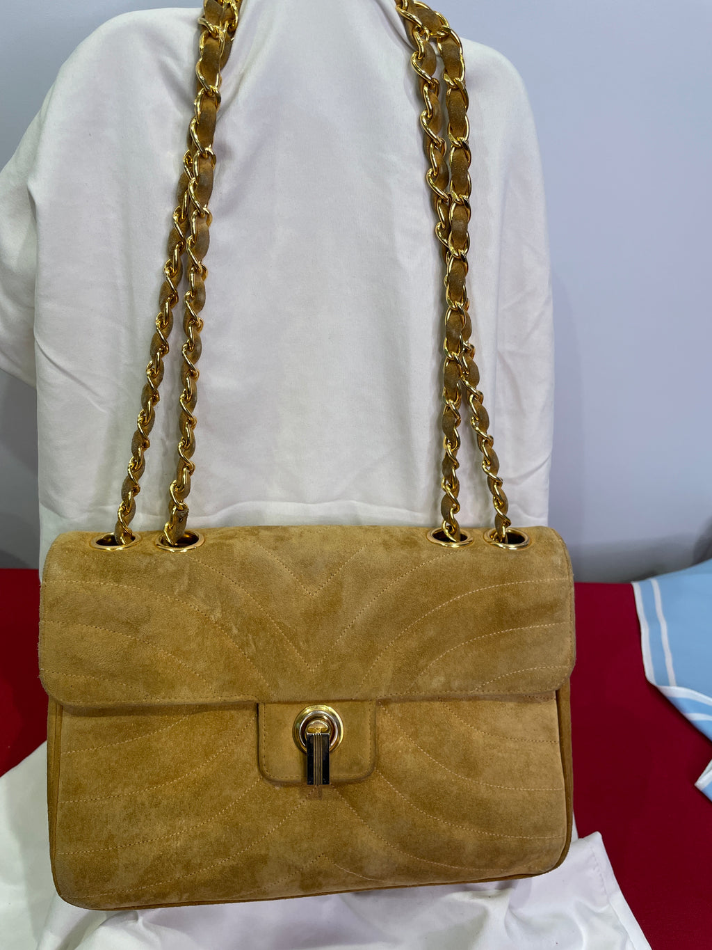 MOSKOWITZ Crossbody Suede Handbag with Chain